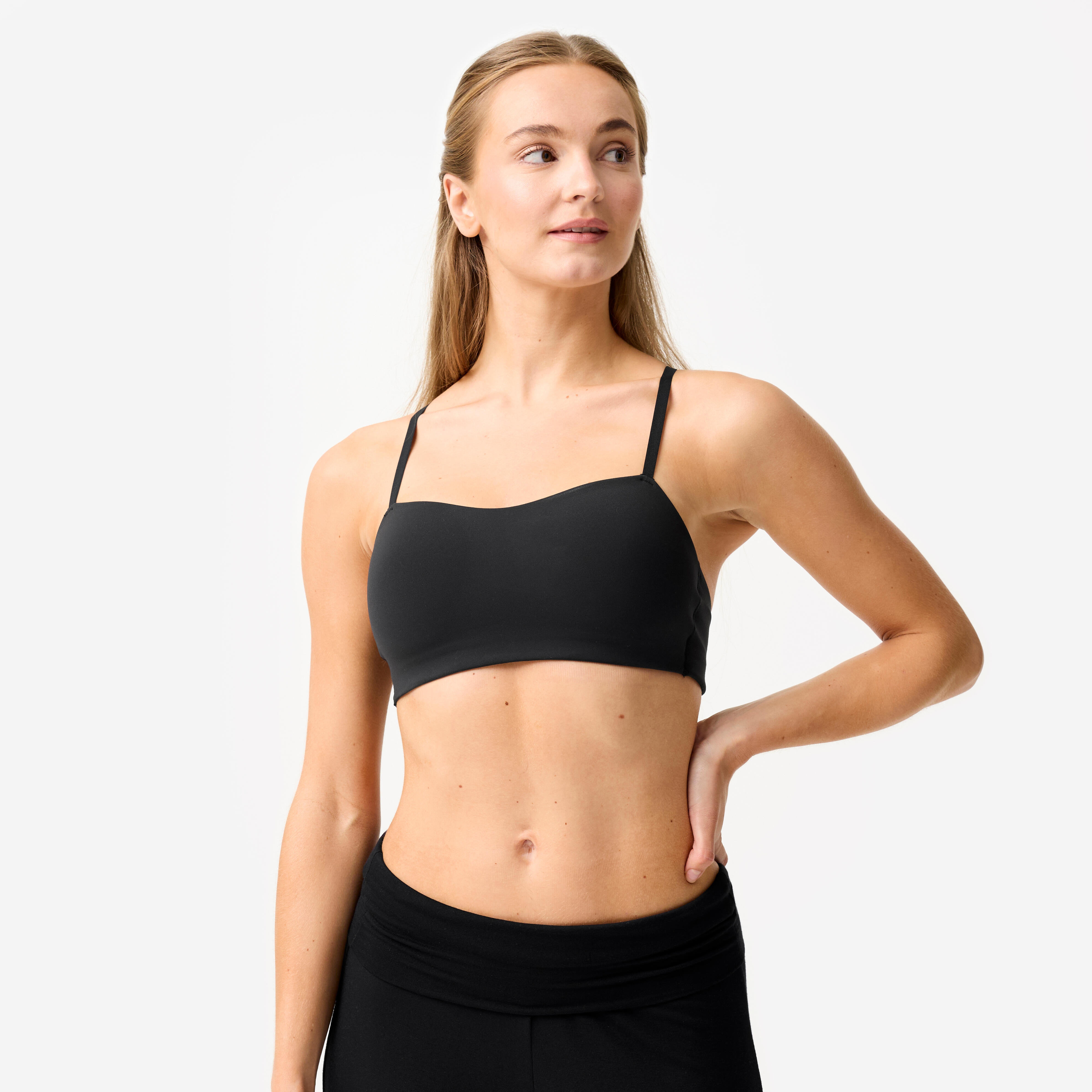 Women's Soft Strappy Light Support Sports Bra - Black