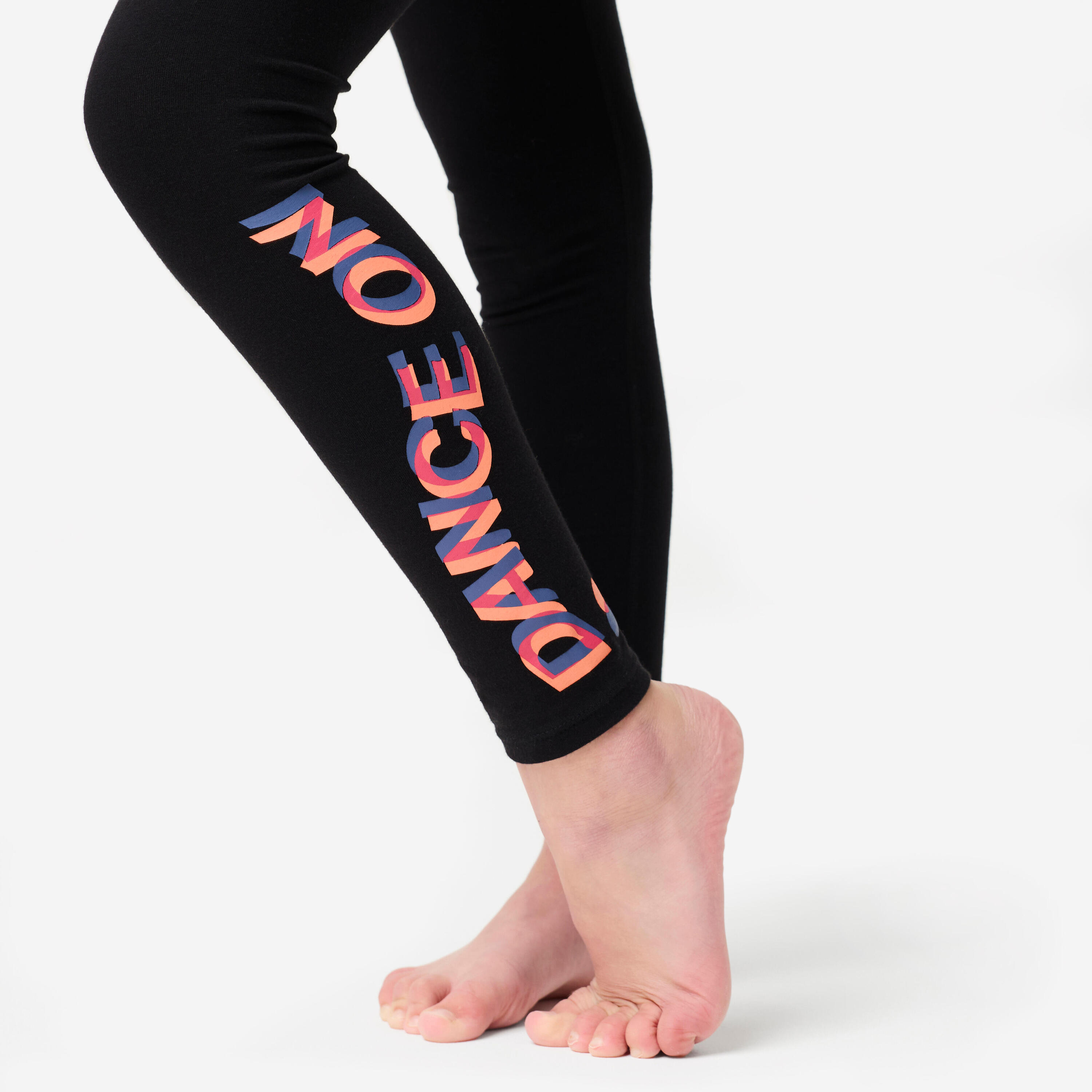 Leggings Modern Dance mit hoher Taille Mädchen, schwarz/orange 6/11