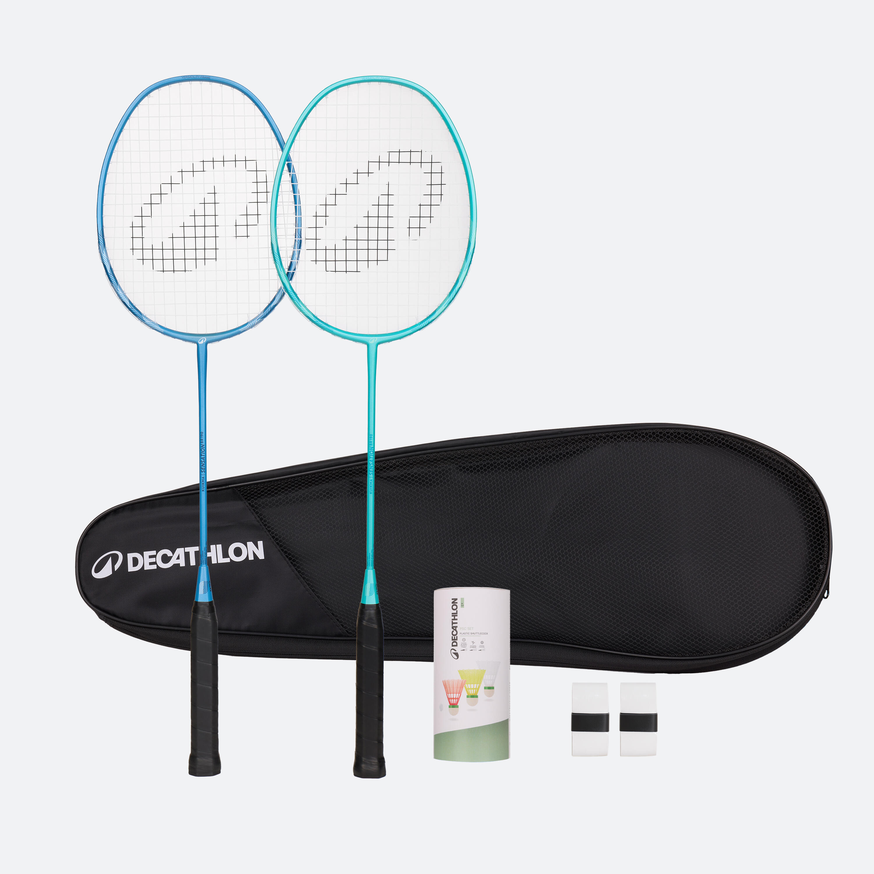 ADULT BADMINTON RACKET BR 190 SET PARTNER TURQUOISE BLUE