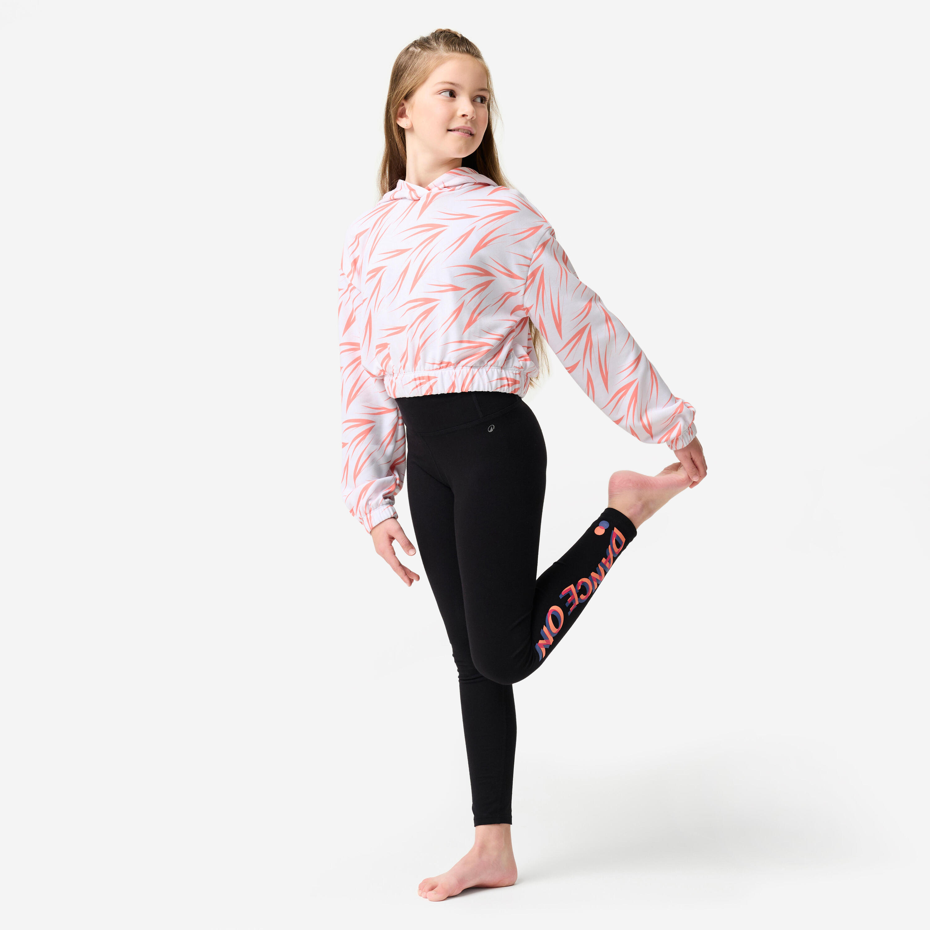 Leggings Modern Dance mit hoher Taille Mädchen, schwarz/orange 2/11