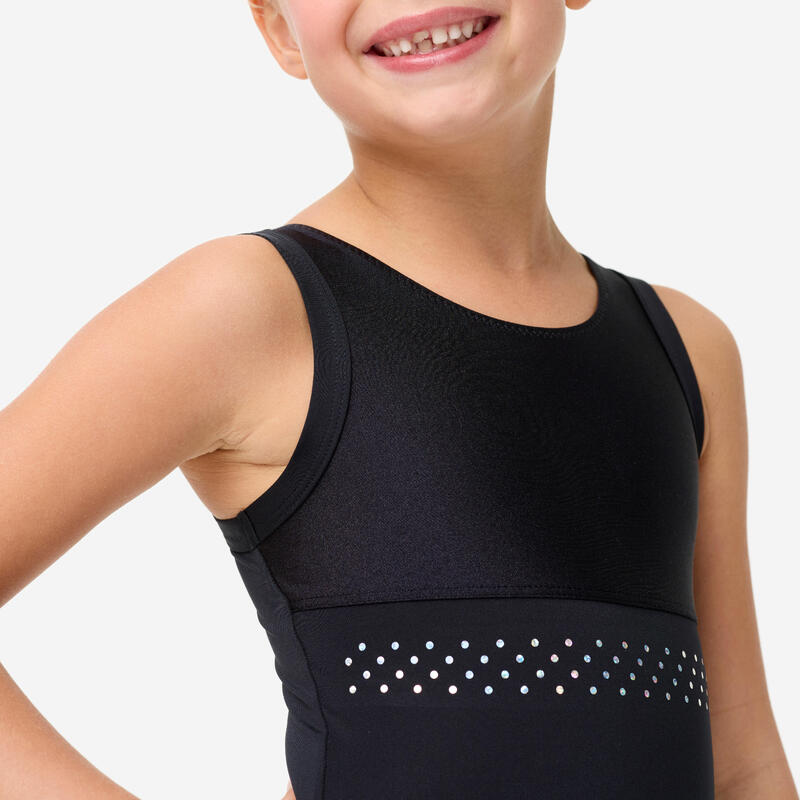 Body de gimnastică cu guler rotund Negru Fete