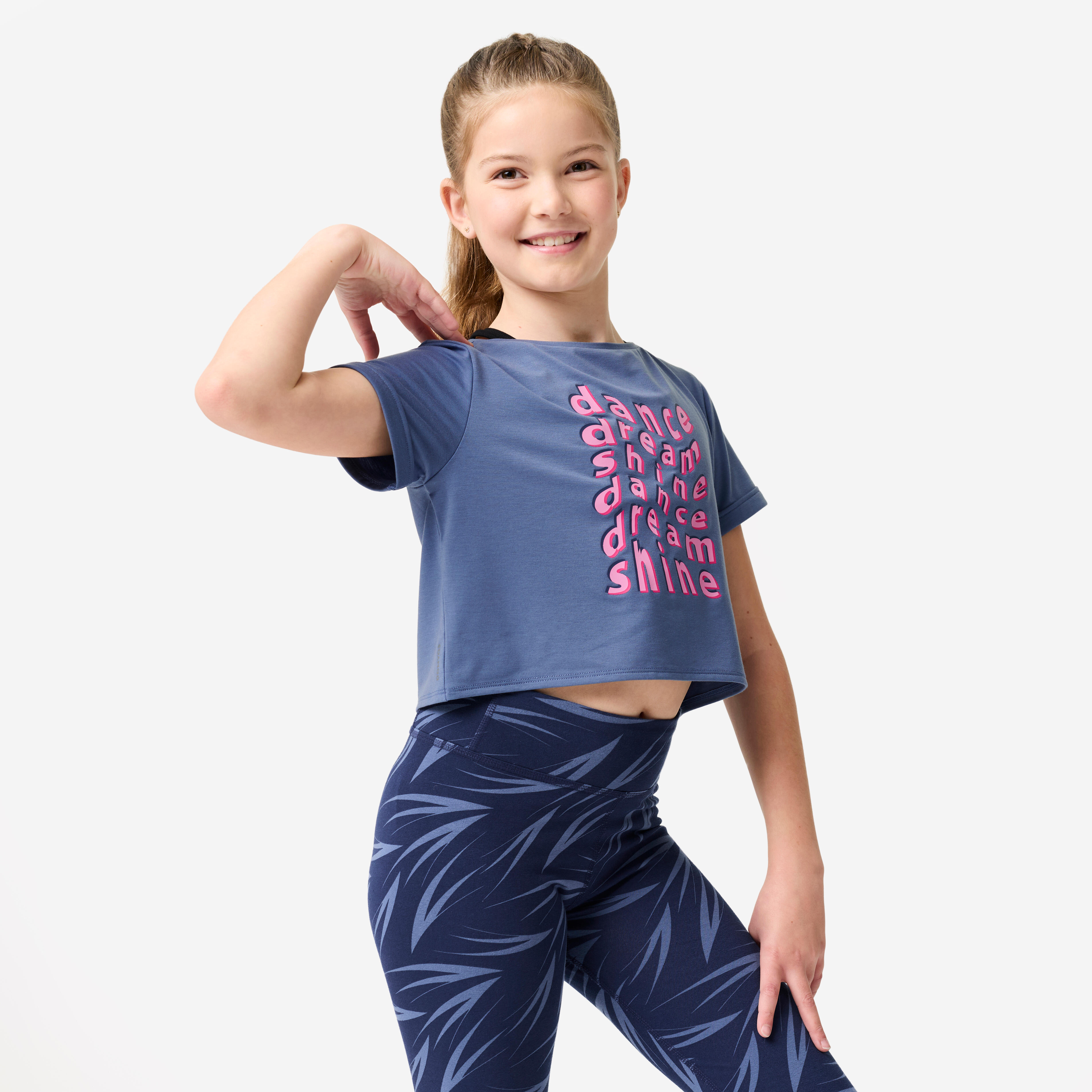 Girls' Loose Modern Dance/Jazz Crop Top - Navy Blue
