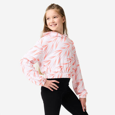 Hoodie voor meisjes modern dance wit koraal print