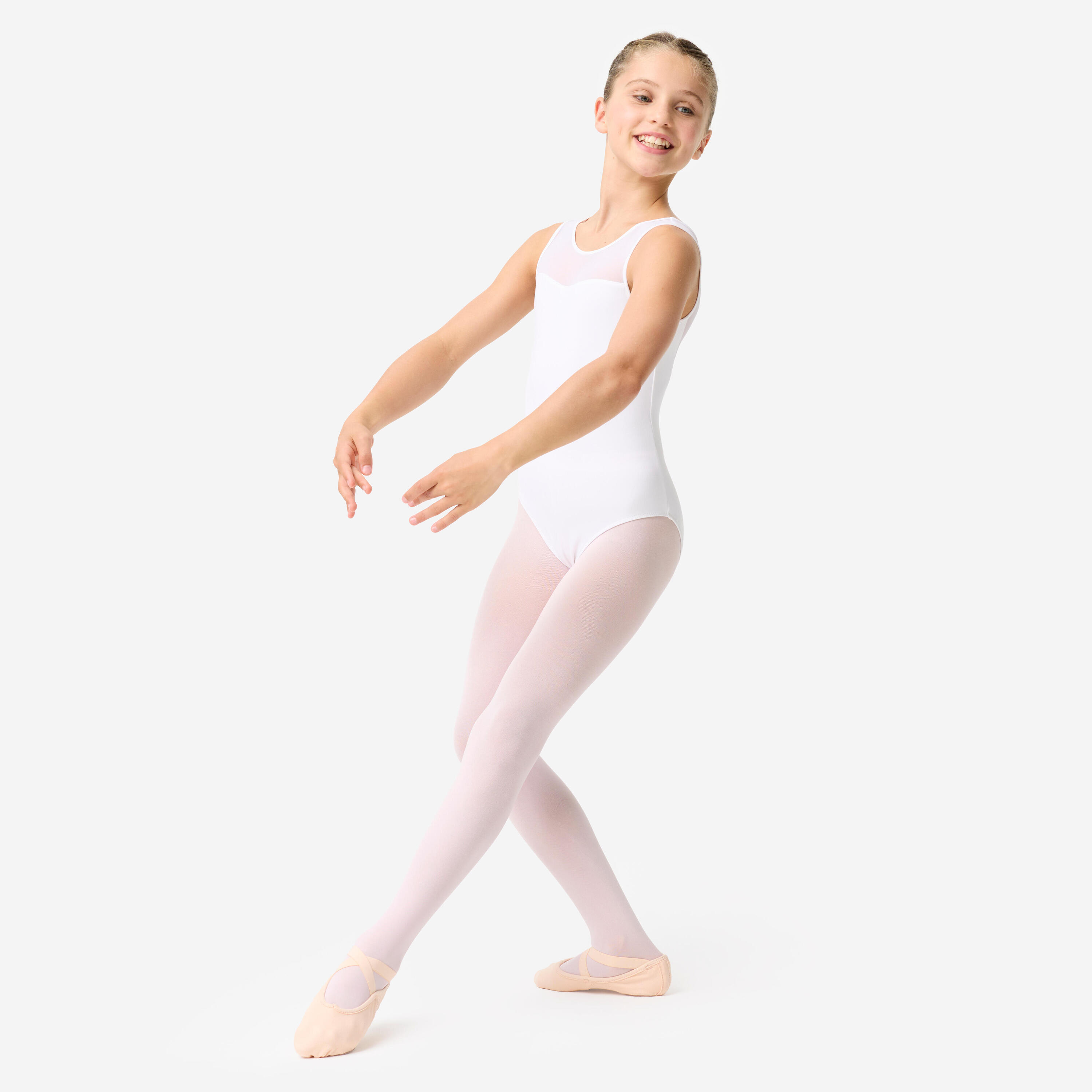 Justaucorps de danse classique en voile fille, blanc 2/9