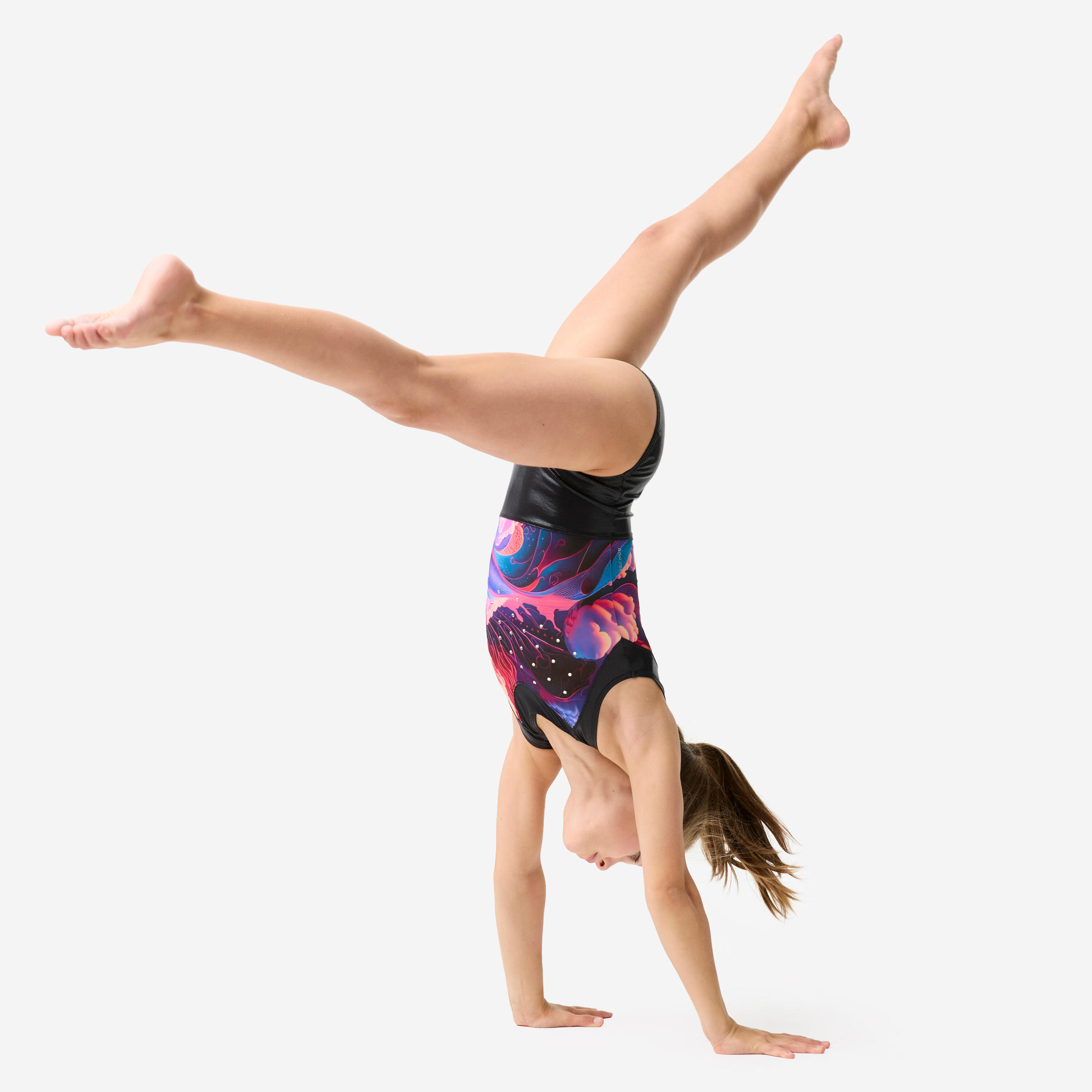 Maillot de Ginástica sem Mangas Menina, multicolor e preto 2/10