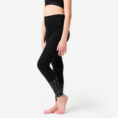 Leggings bambina danza vita alta traspiranti bianchi