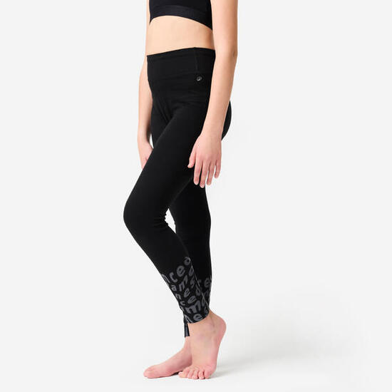 Leggings bambina danza vita alta traspiranti bianchi