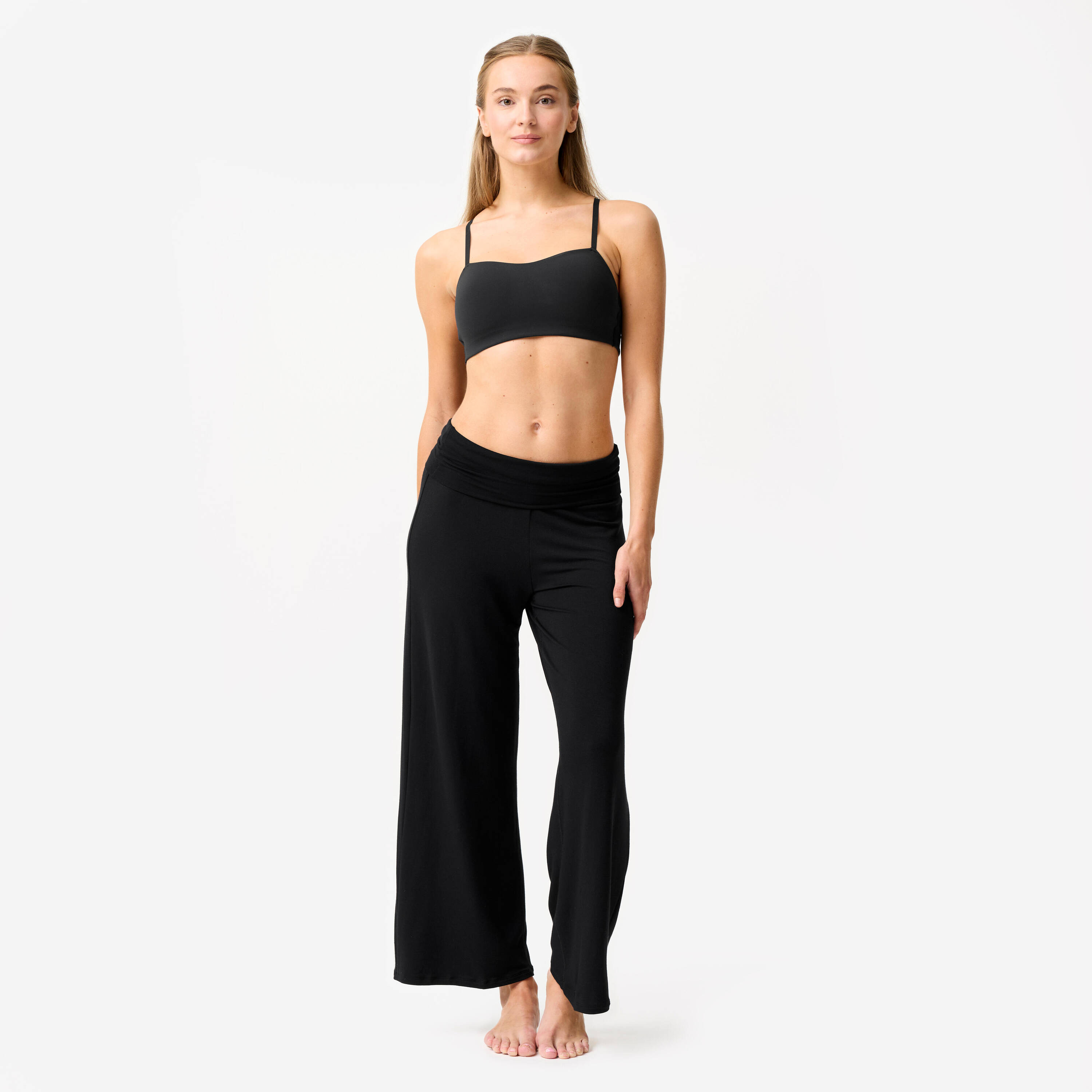 Women's Soft Strappy Light Support Sports Bra - Black -  3