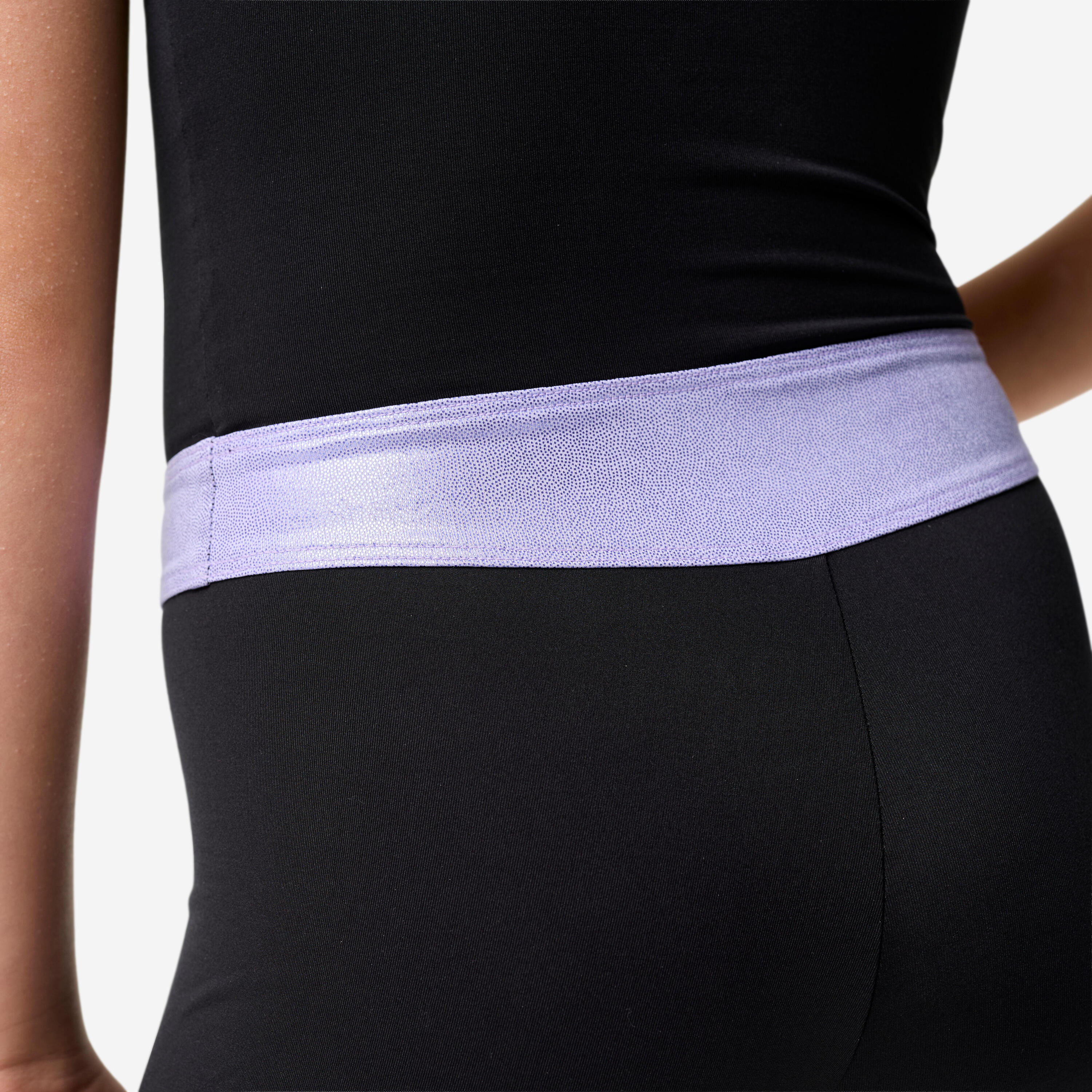 Girls' Gymnastics Stretch Romper - Black/Purple 6/10
