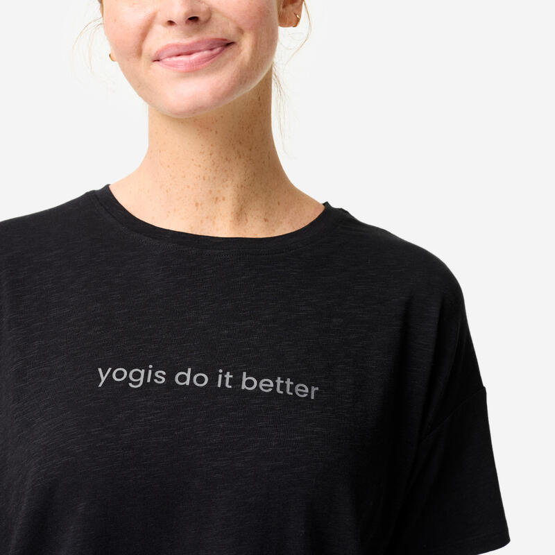 Kadın Kısa Kollu Yoga Tişörtü - Siyah
