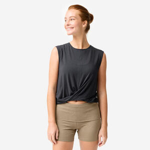 Camiseta Tirantes Yoga/Pilates Gris Oscuro Fluida Transpirable
