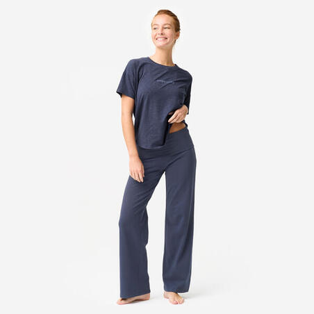 Штани жіночі для м’якої йоги темно-сині 