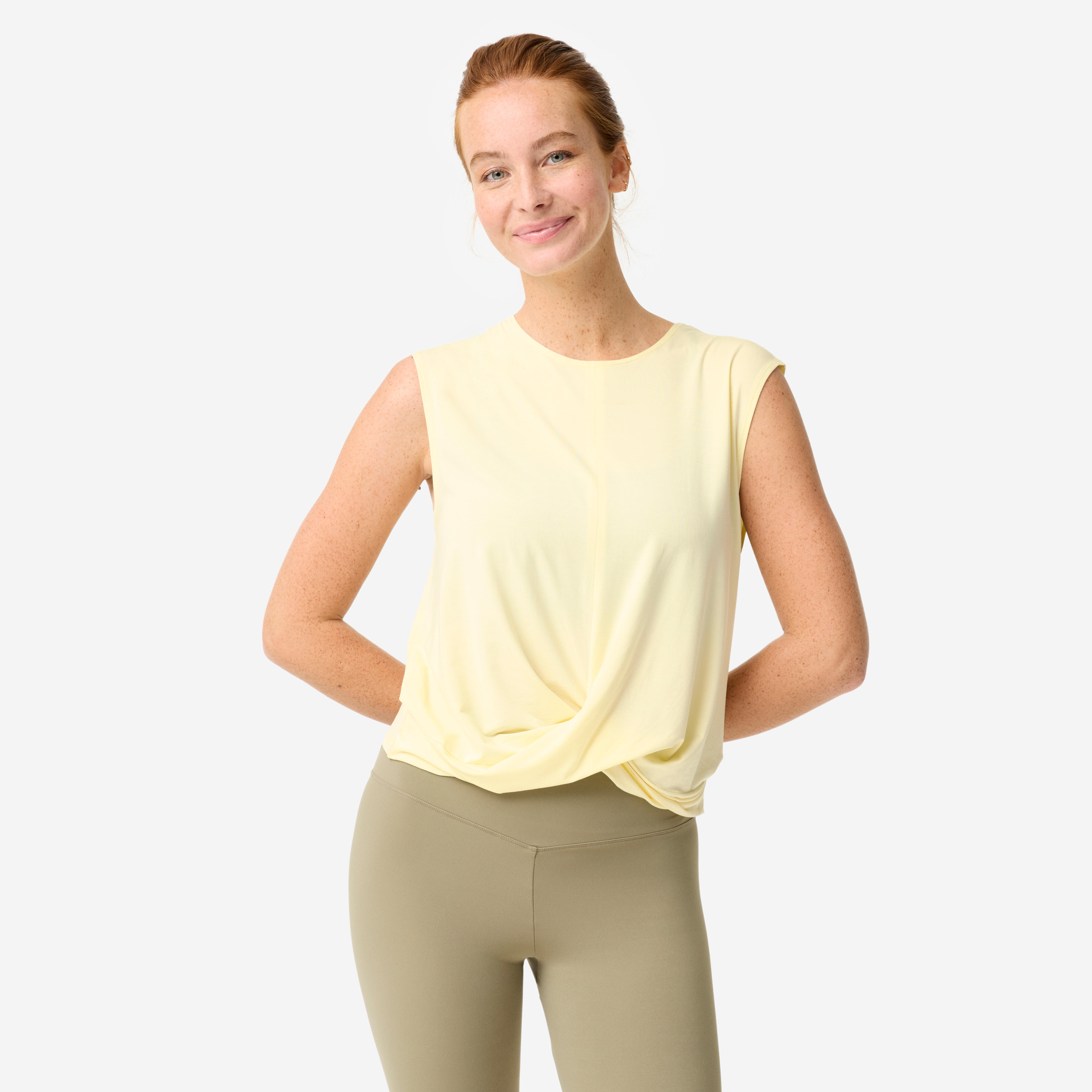 Women’s Loose-Fit Yoga and Pilates Tank Top, Yellow - DECATHLON