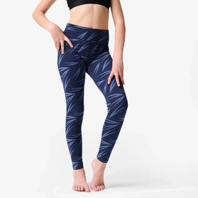 Leggings bambina danza vita alta nero-grigio