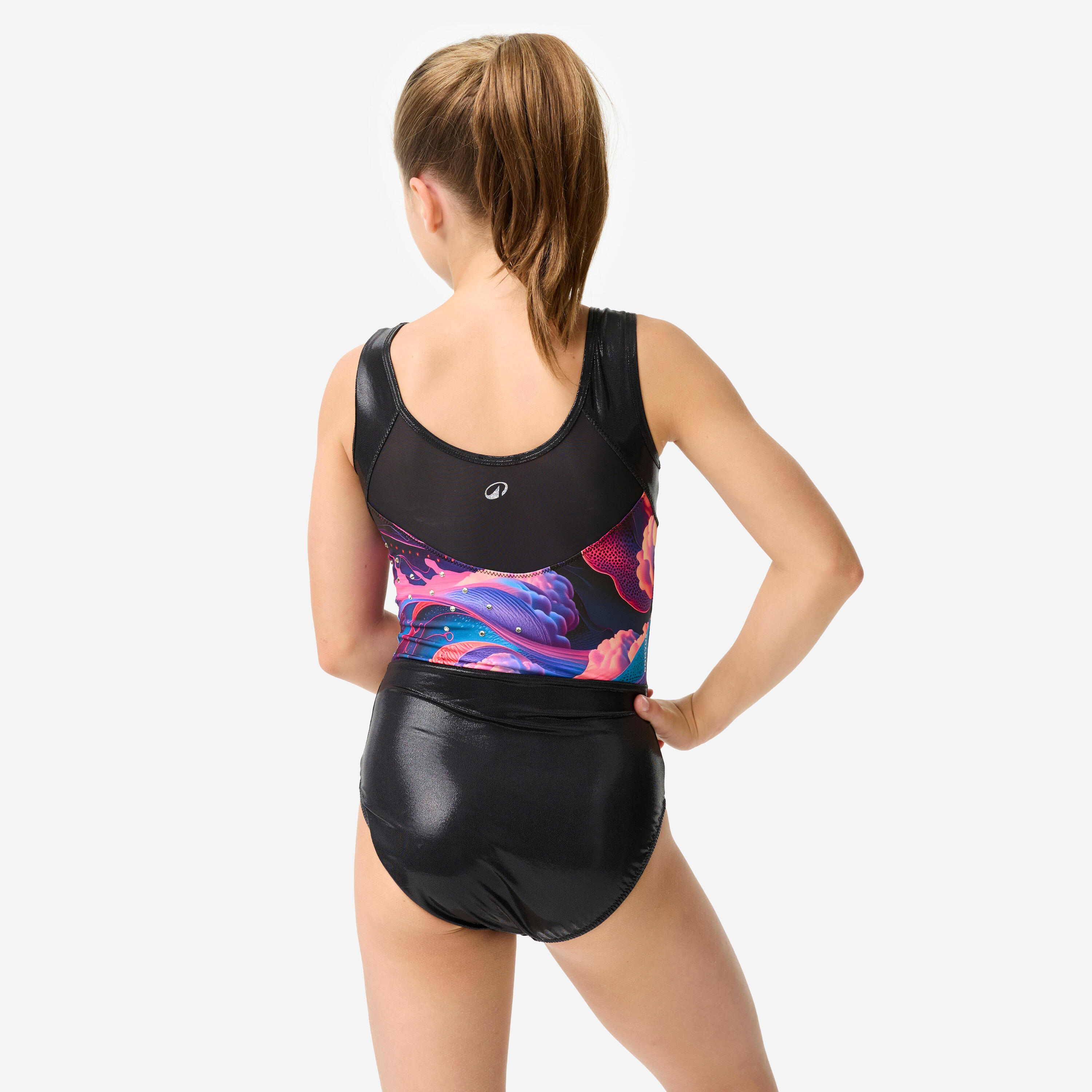 Maillot de Ginástica sem Mangas Menina, multicolor e preto 4/10
