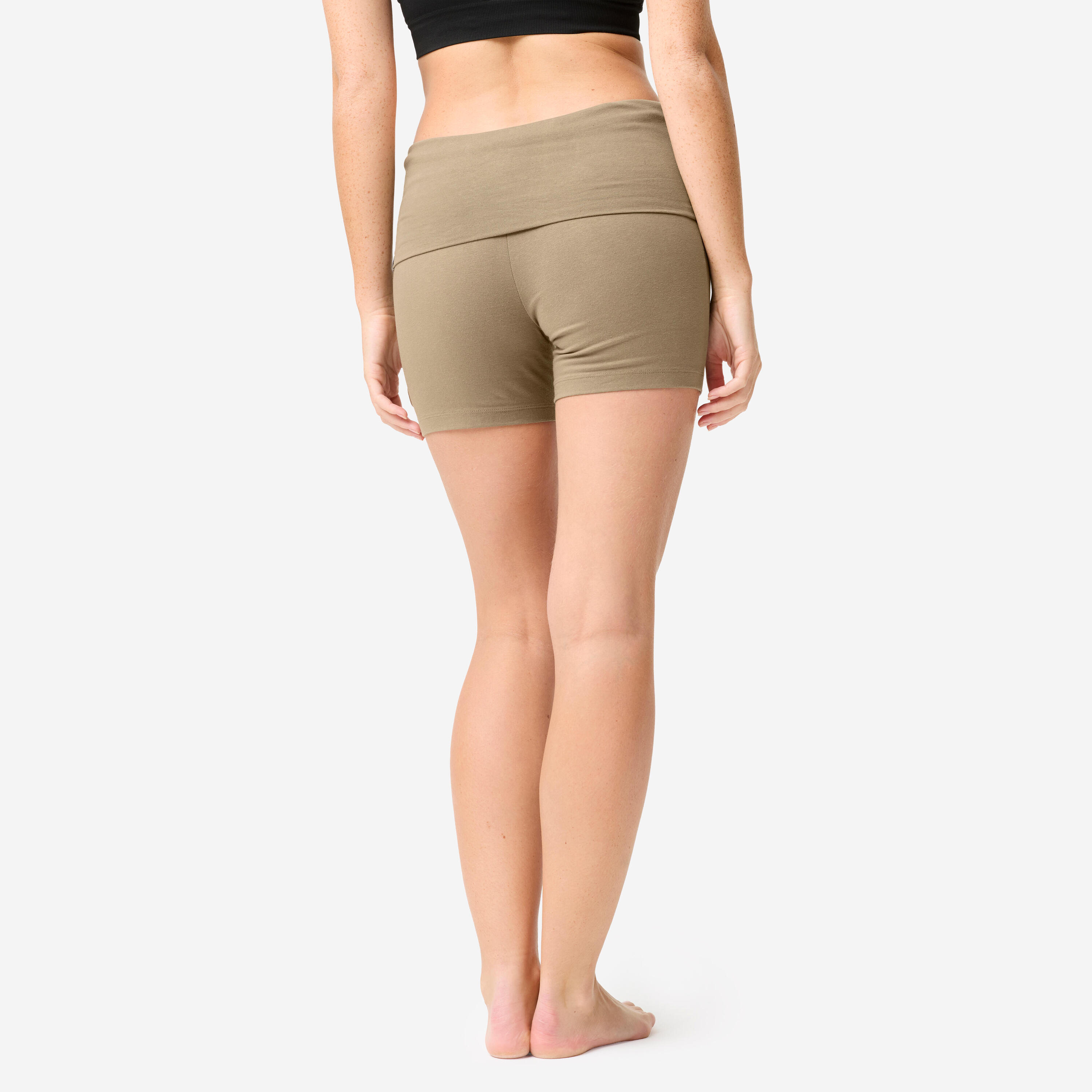 Yogashorts Damen hoher Bund – lehmbraun  4/9