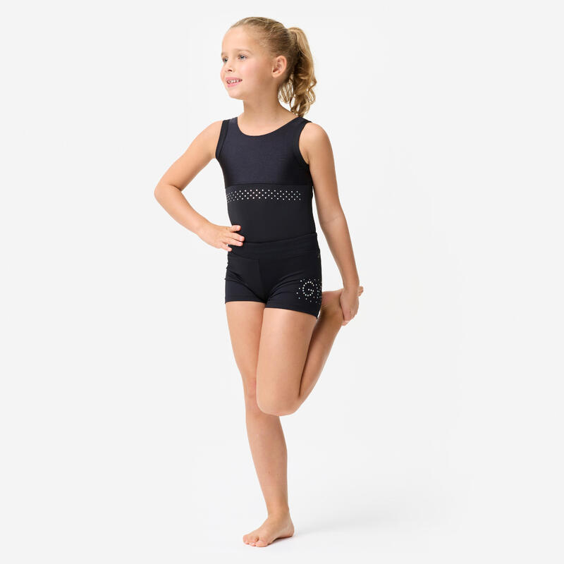 Body de gimnastică cu guler rotund Negru Fete