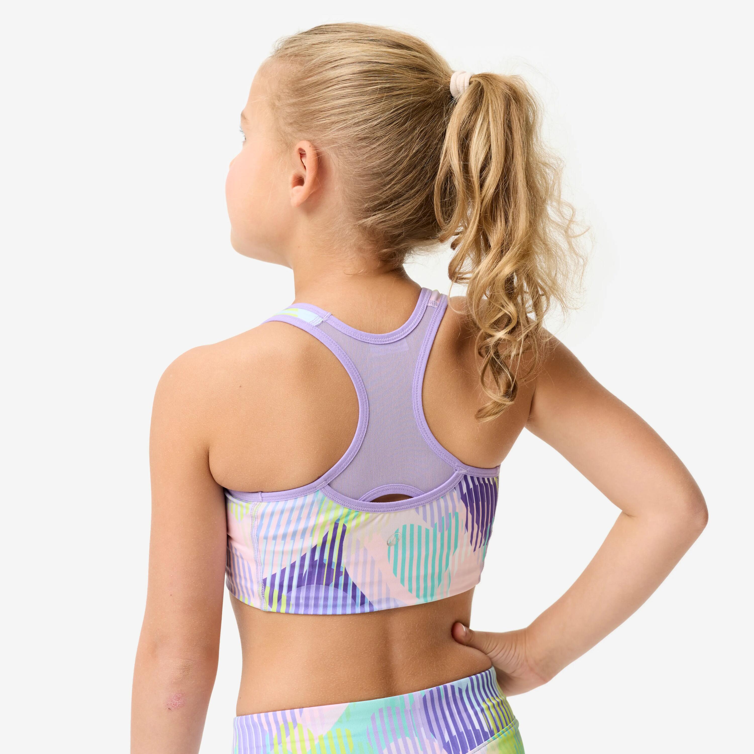 Brassière de gym respirante fille,  imprimé petit coeur violet 4/11