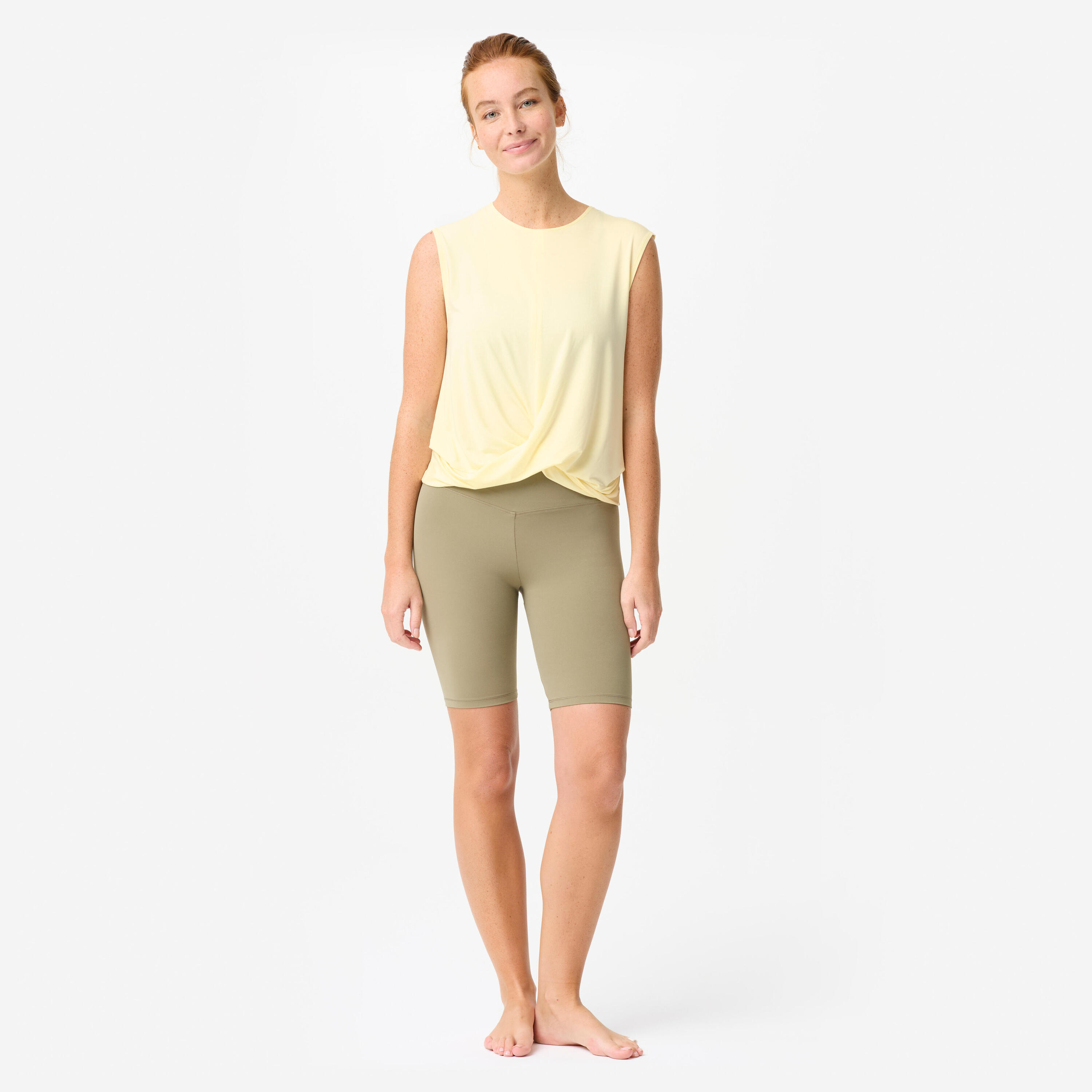 Camisole de yoga et de pilates fluide et aérée femme, jaune 2/8