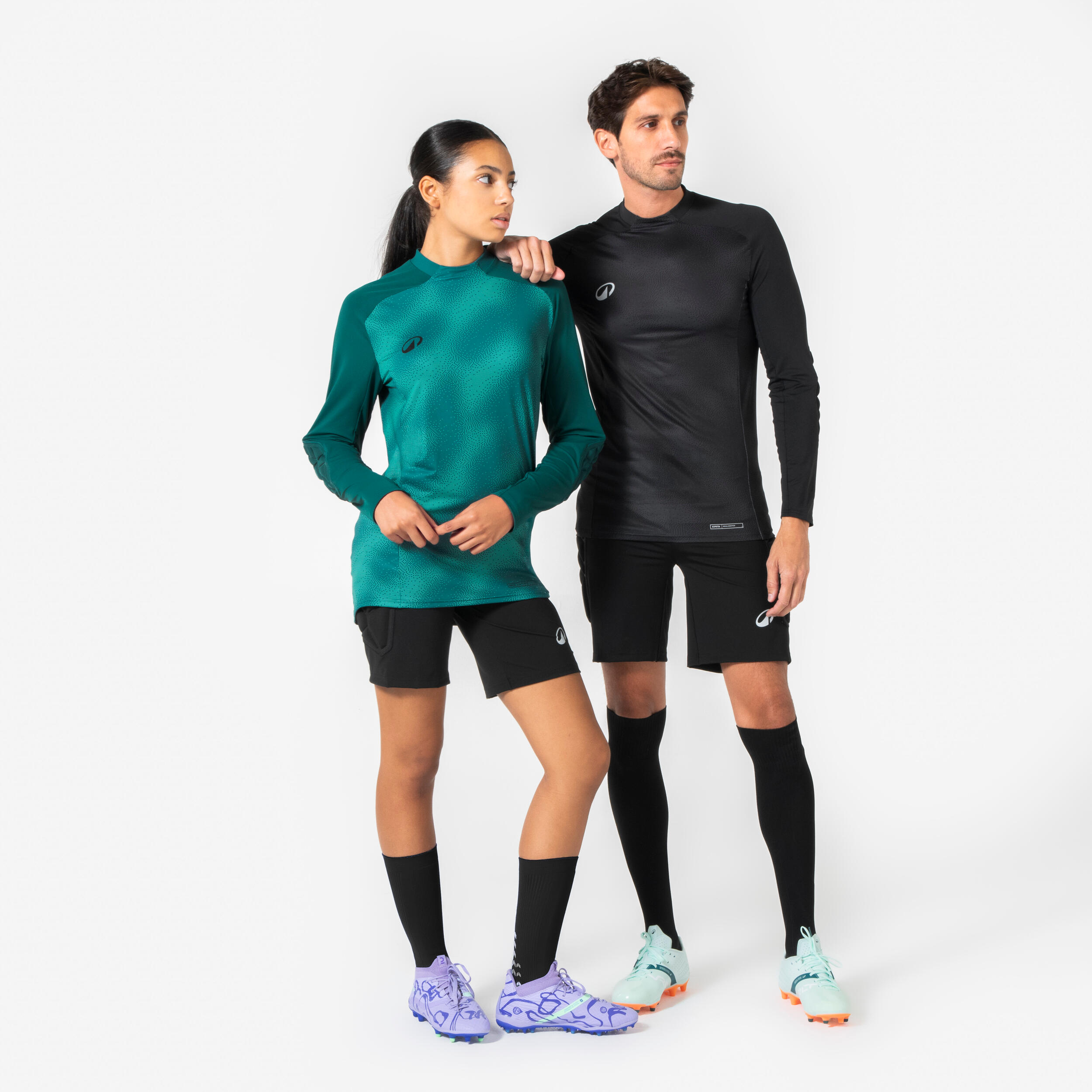 Camiseta de portero de fútbol con protecciones adulto, F500 verde 2/11