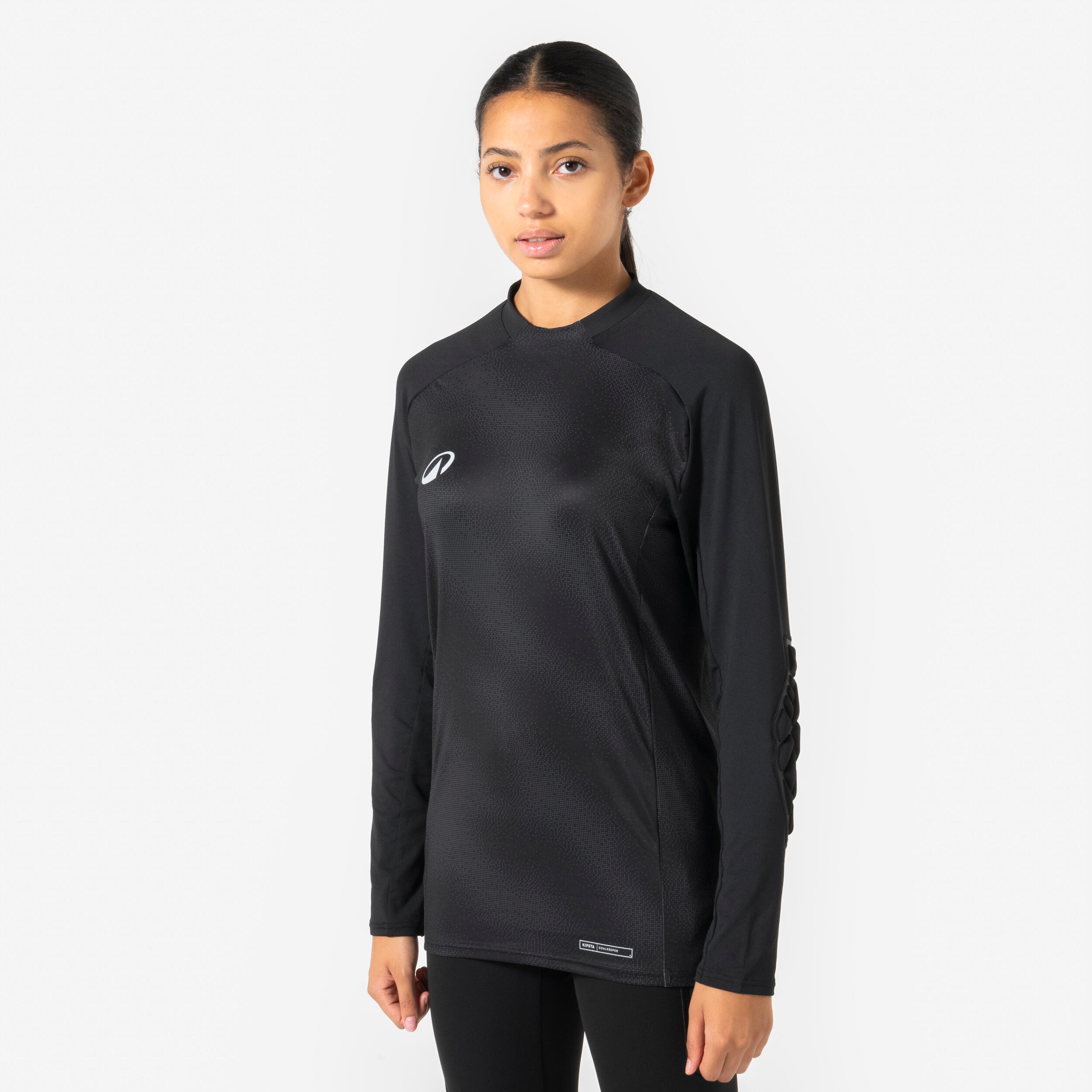 Camiseta de portero de fútbol con protecciones adulto, F500 negro 6/8