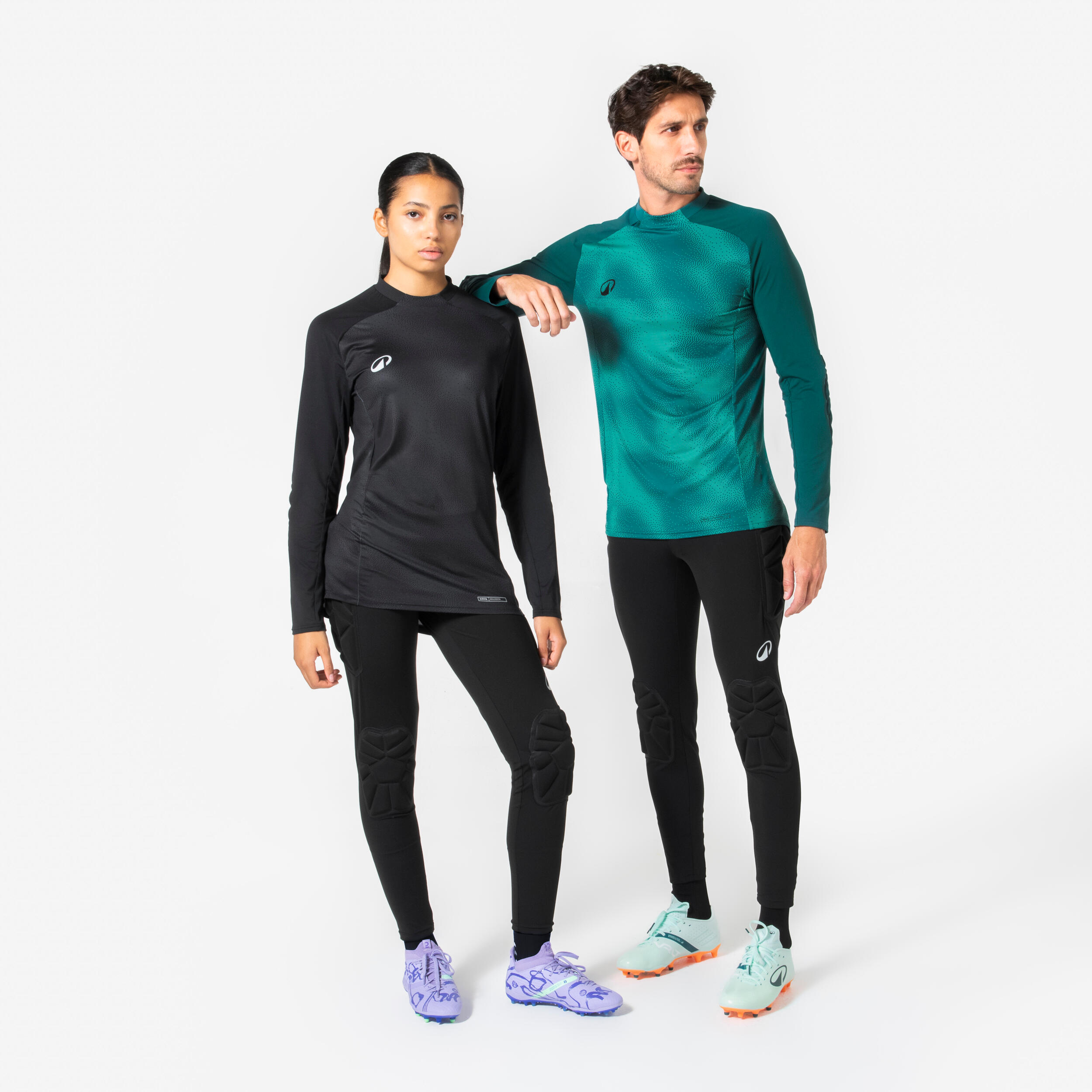 Camiseta de portero de fútbol con protecciones adulto, F500 negro 2/8