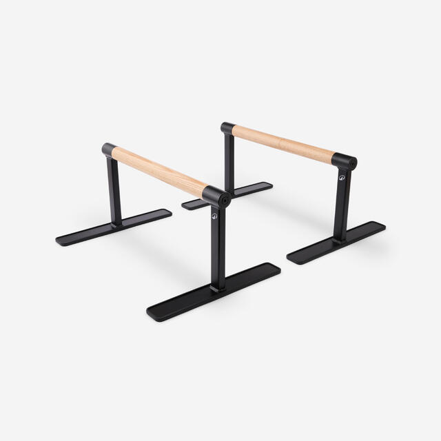 Parallettes en bois pour callisthénie, antidérapantes et solides