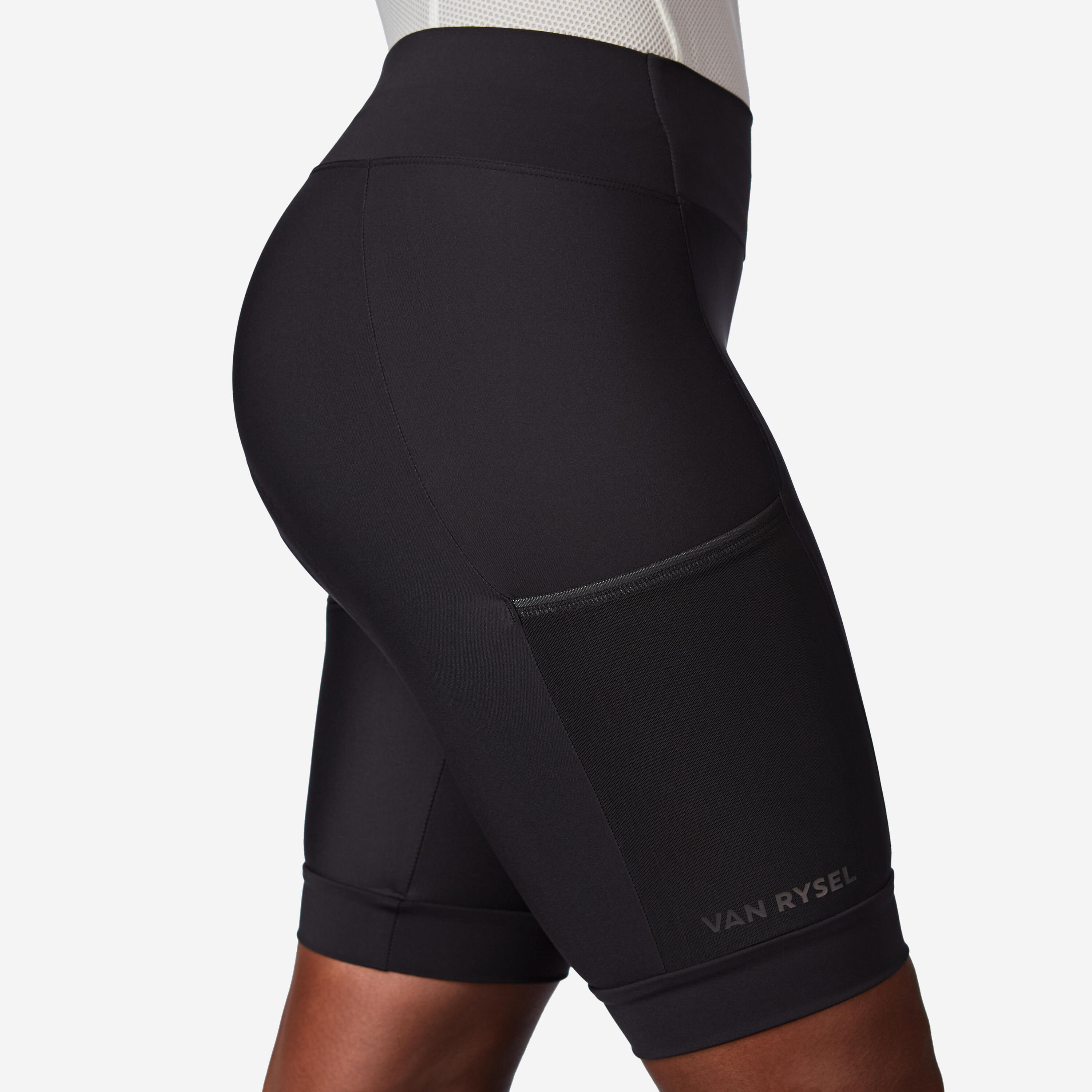 Cuissard court de vélo de route sans bretelles menstruel femme, EDR noir 4/7