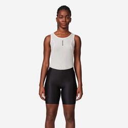 Cuissard court de vélo de route sans bretelles femme, Essentiel noir