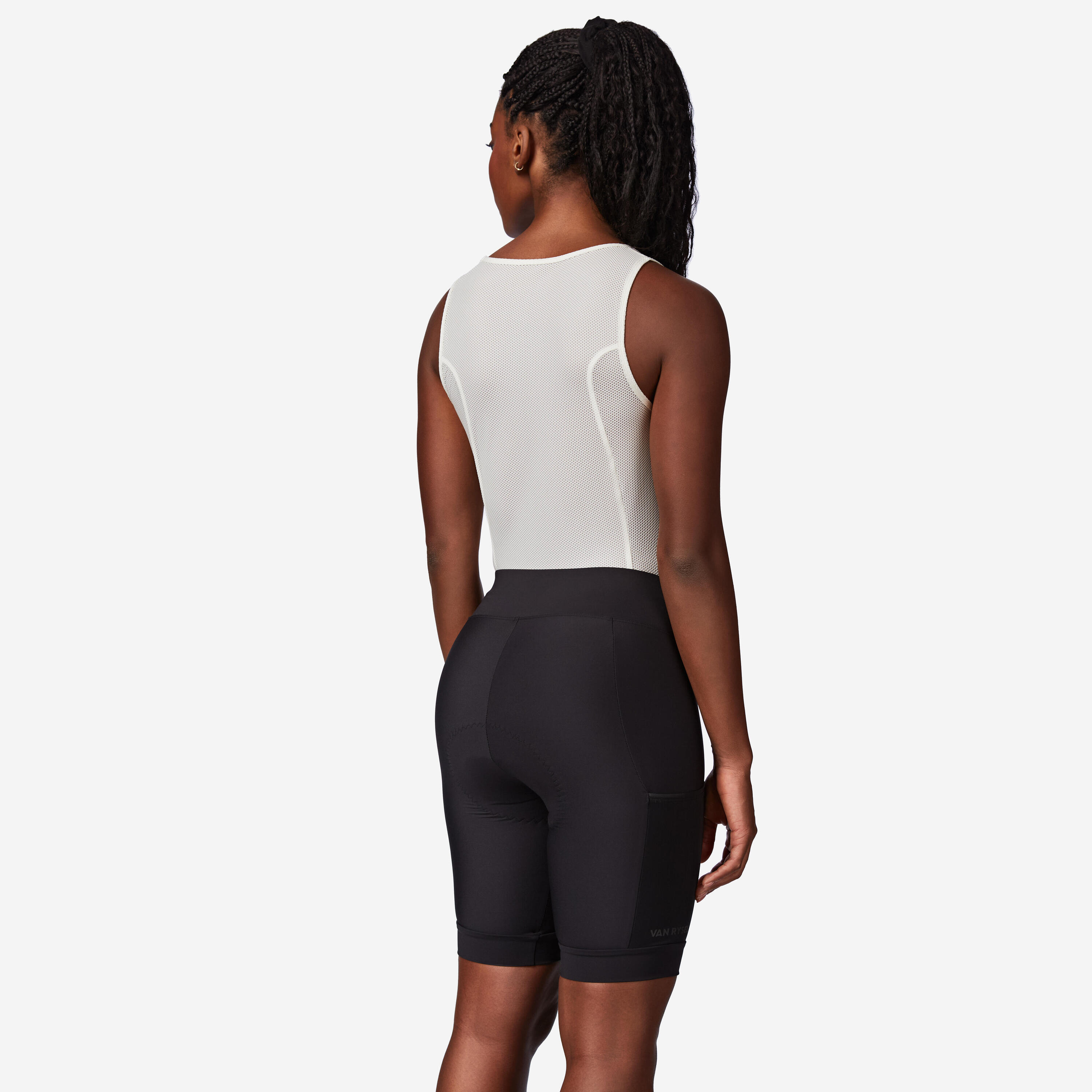 Cuissard court de vélo de route sans bretelles menstruel femme, EDR noir 2/7