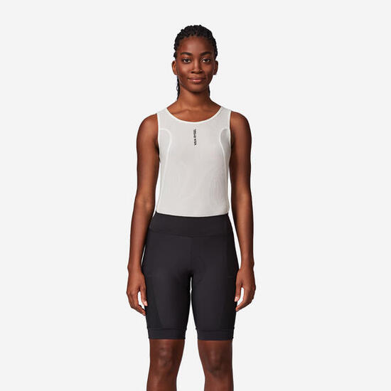 Cuissard court de vélo de route sans bretelles menstruel femme, EDR noir