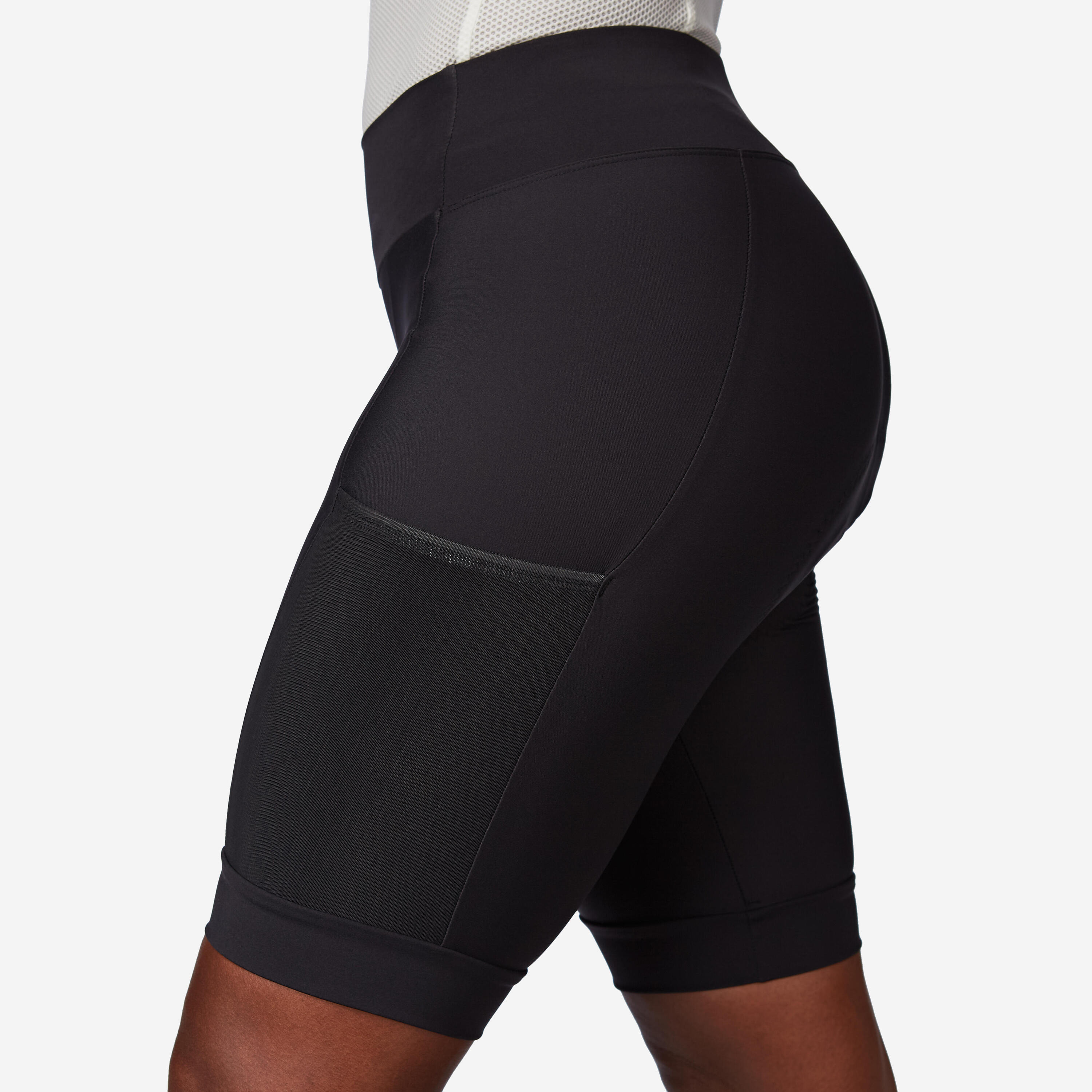 Cuissard court de vélo de route sans bretelles menstruel femme, EDR noir 5/7