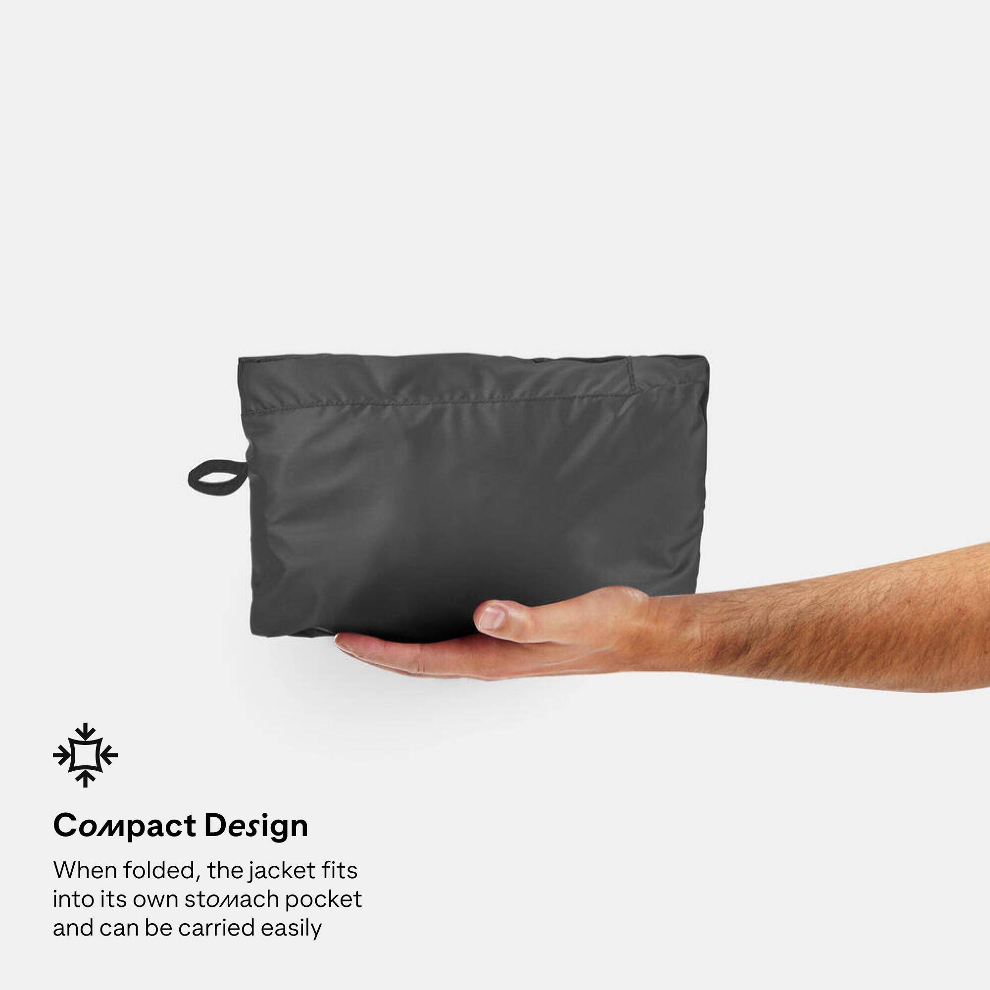 Men Half Zip Compact Rain Jacket with Pouch - Black -  5