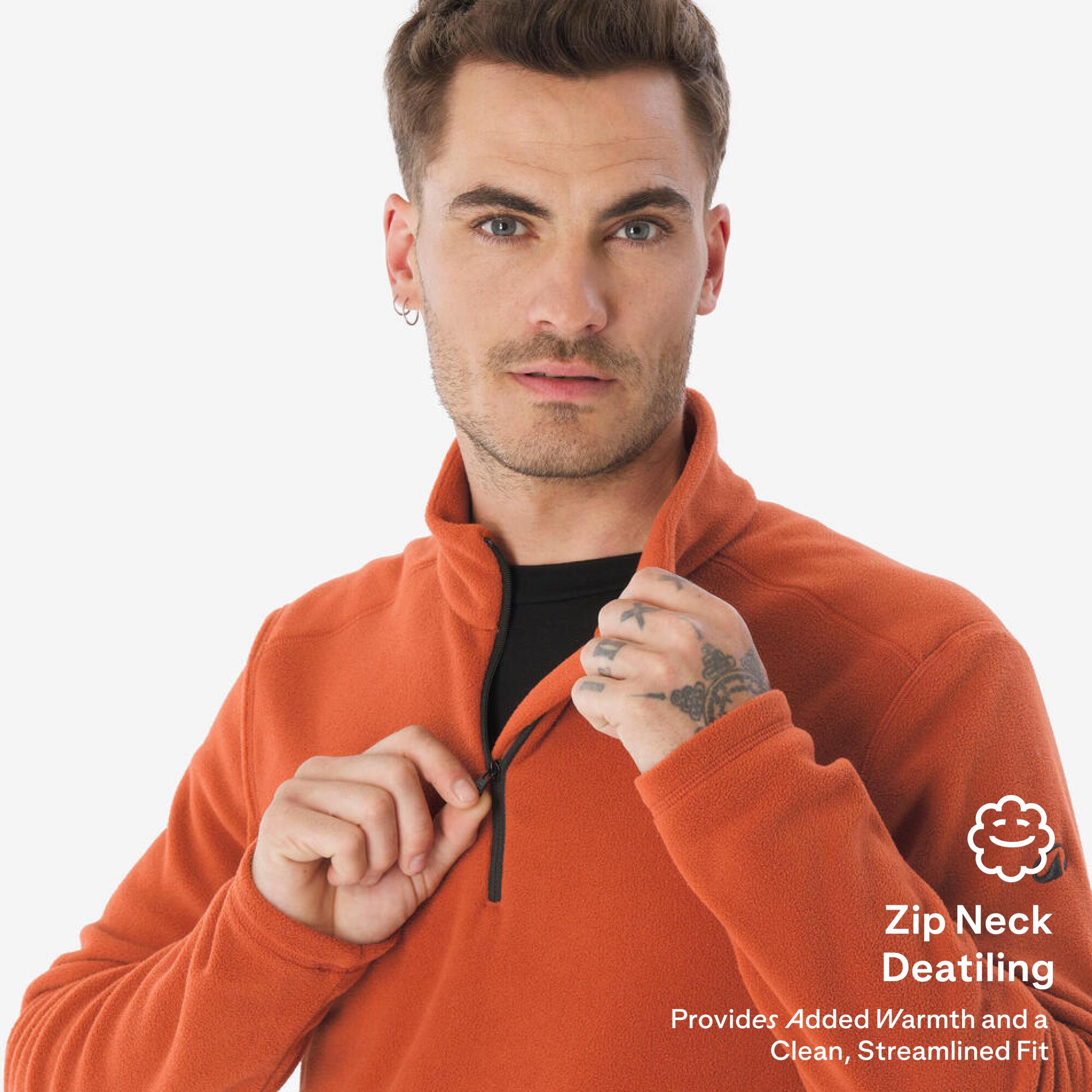 Men's Mountain Hiking Fleece MH100 Half Zip - Brown