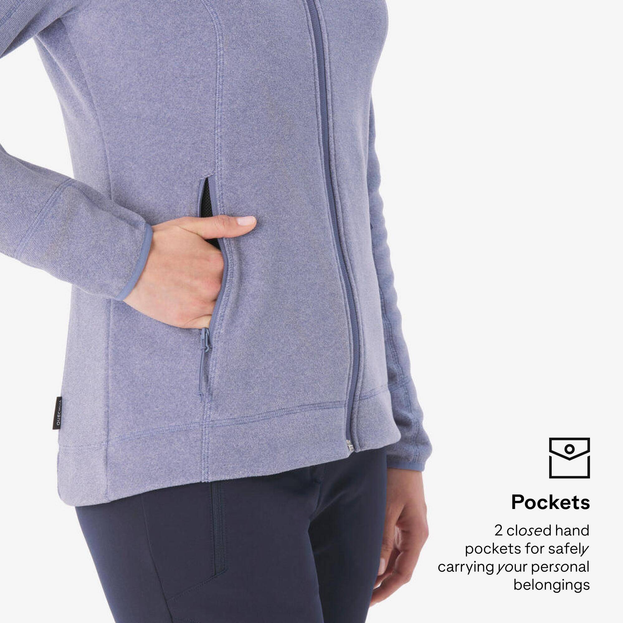 Women’s mountain hiking fleece jacket, MH100 Full Zip - Purple -  5