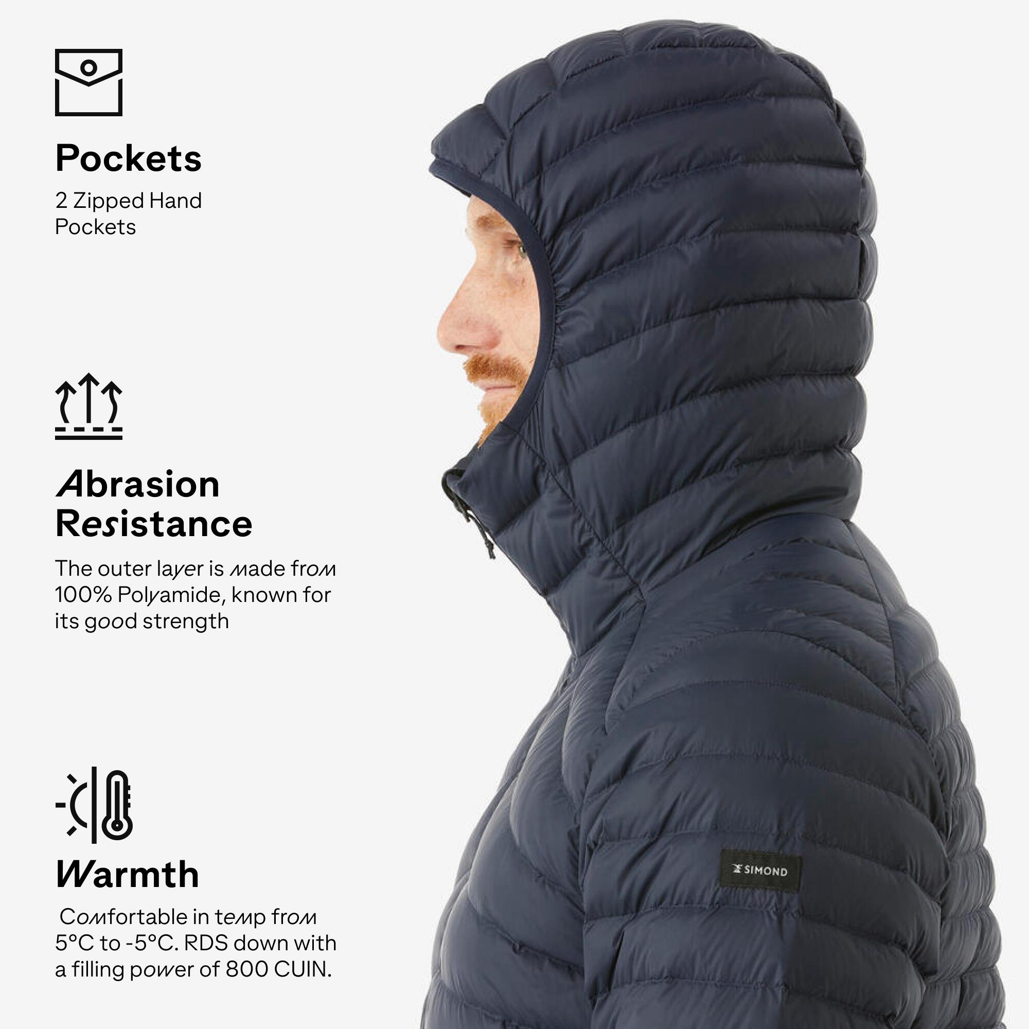 Men Puffer Down Jacket For Trekking MT100 -5°C  Blue