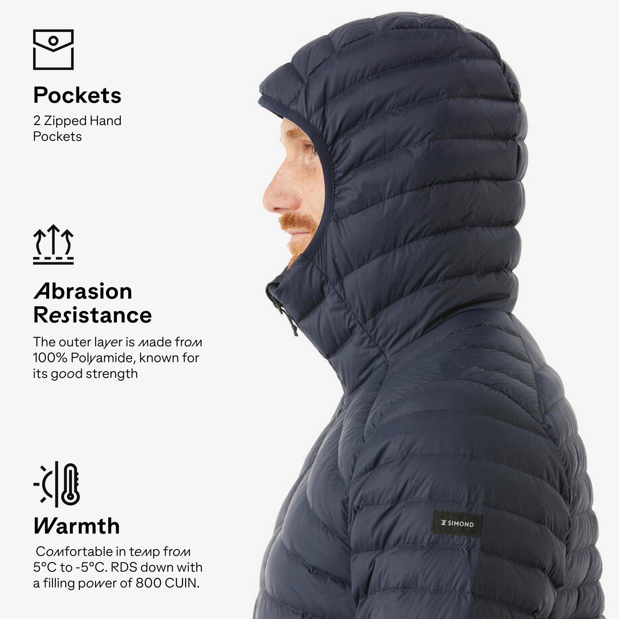 Men Puffer Down Jacket For Trekking MT100 -5°C  Blue -  4