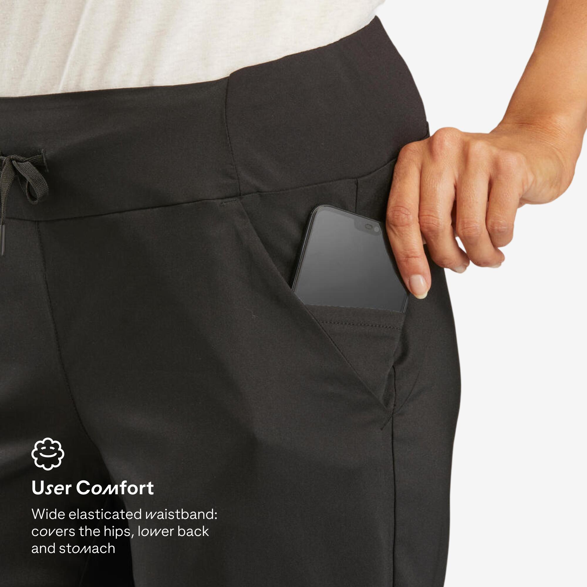 Women Comfort Fit Pant with Wide Waistband Black - NH100