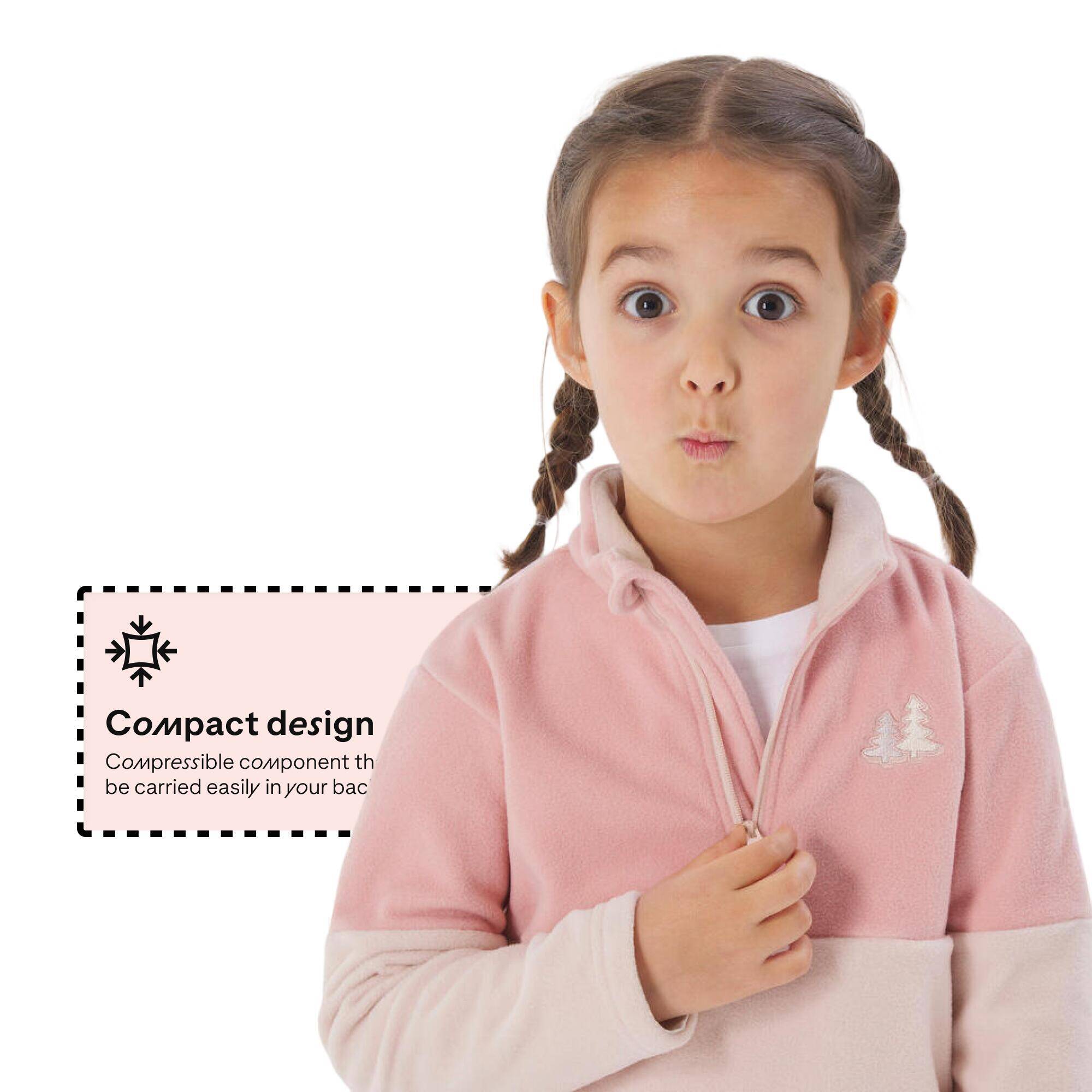 Kids’ hiking fleece jacket MH500 Half Zip 2-6 years - Purple -  3