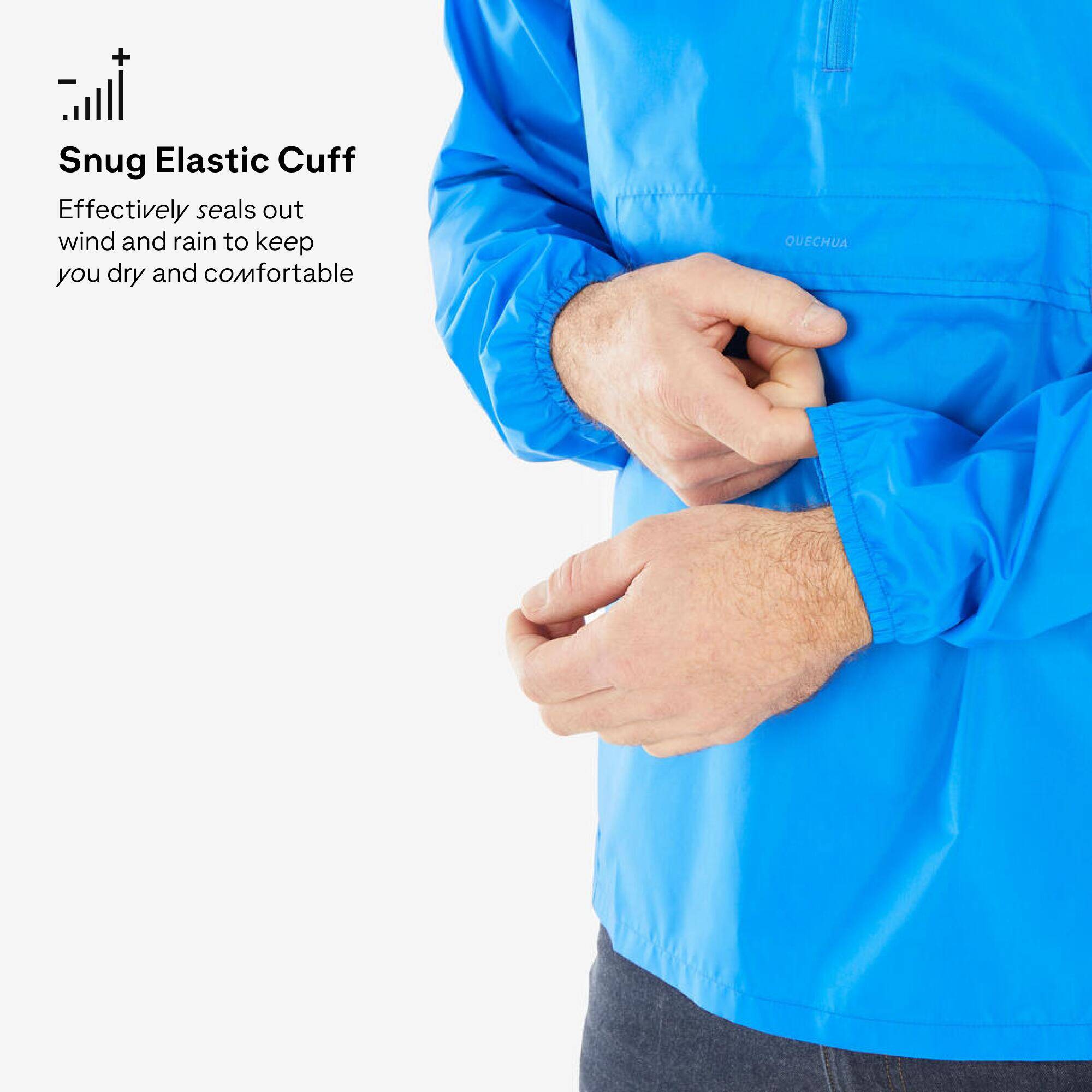 Men Half Zip Compact Rain Jacket with Pouch - Blue -  4