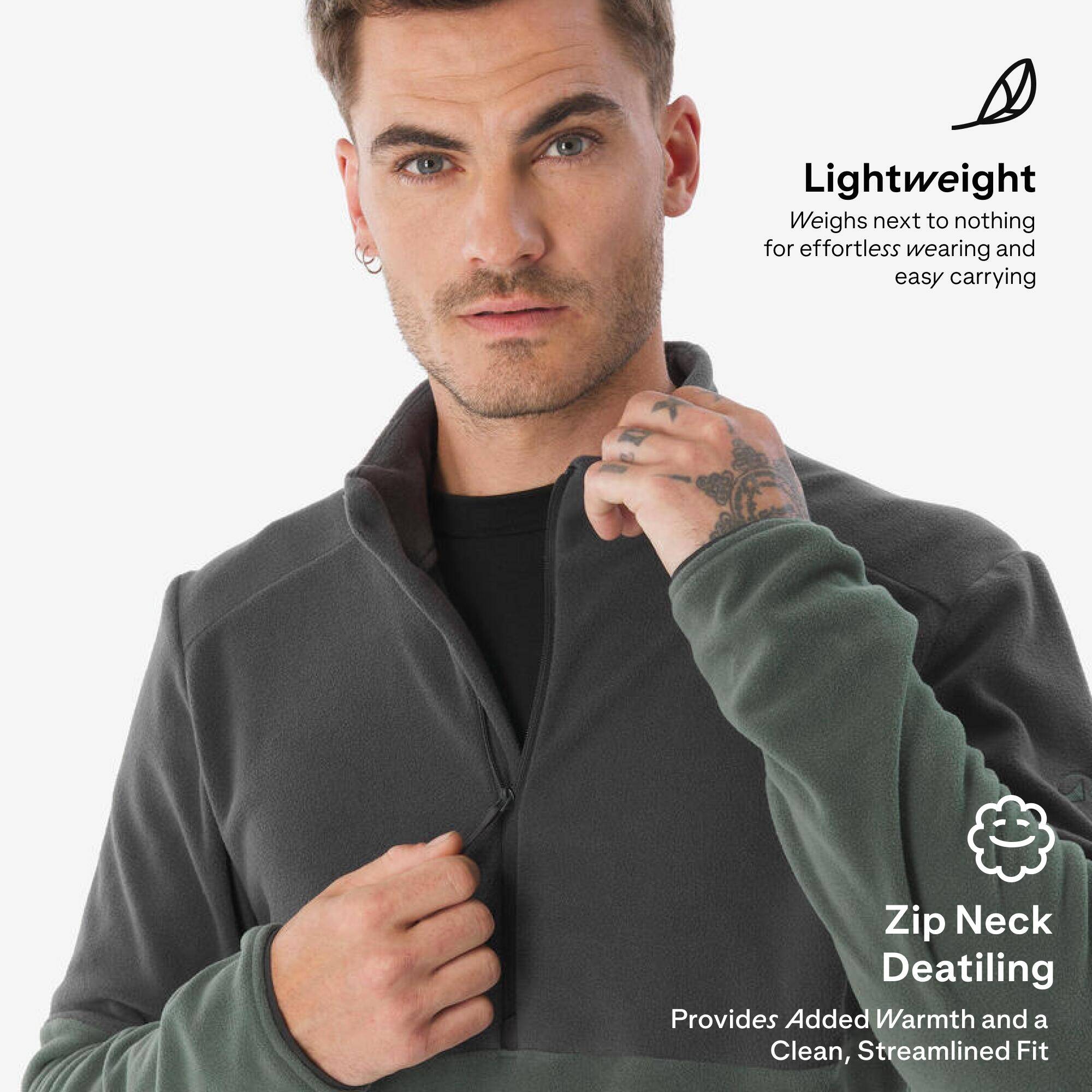 Men’s Mountain Walking Half-zip Fleece MH500 - Green -  4