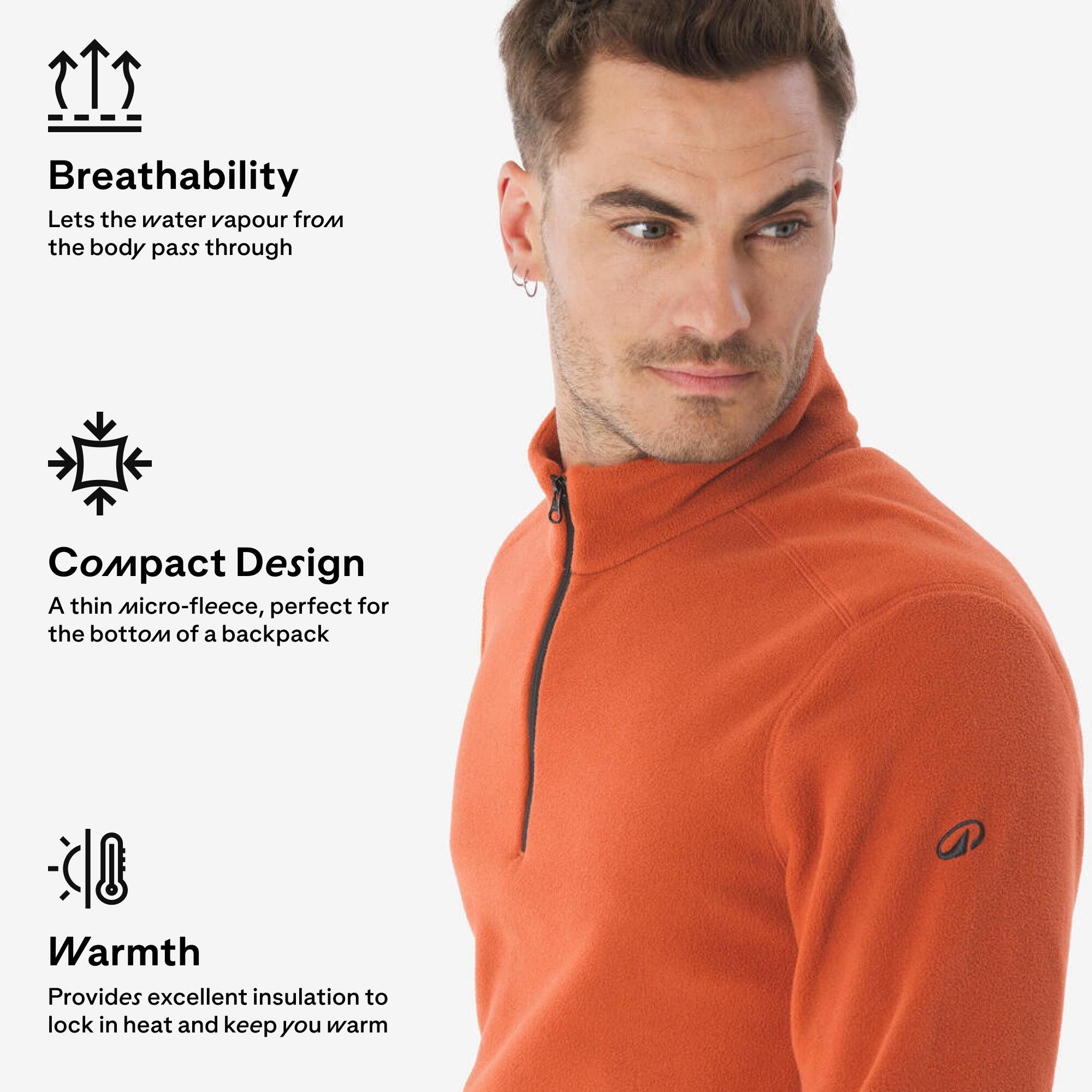 Men's Mountain Hiking Fleece MH100 Half Zip - Brown