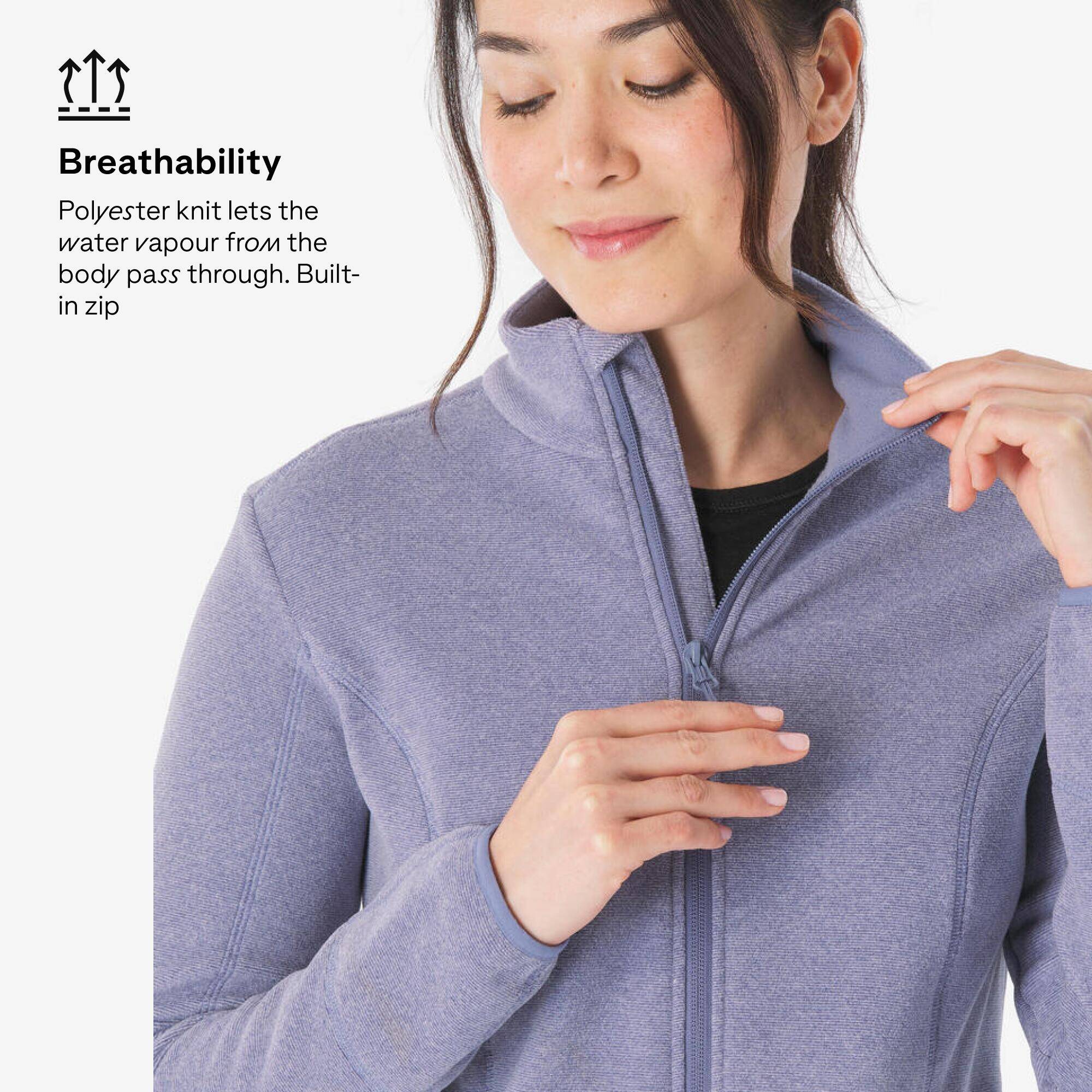 Women’s mountain hiking fleece jacket, MH100 Full Zip - Purple -  4