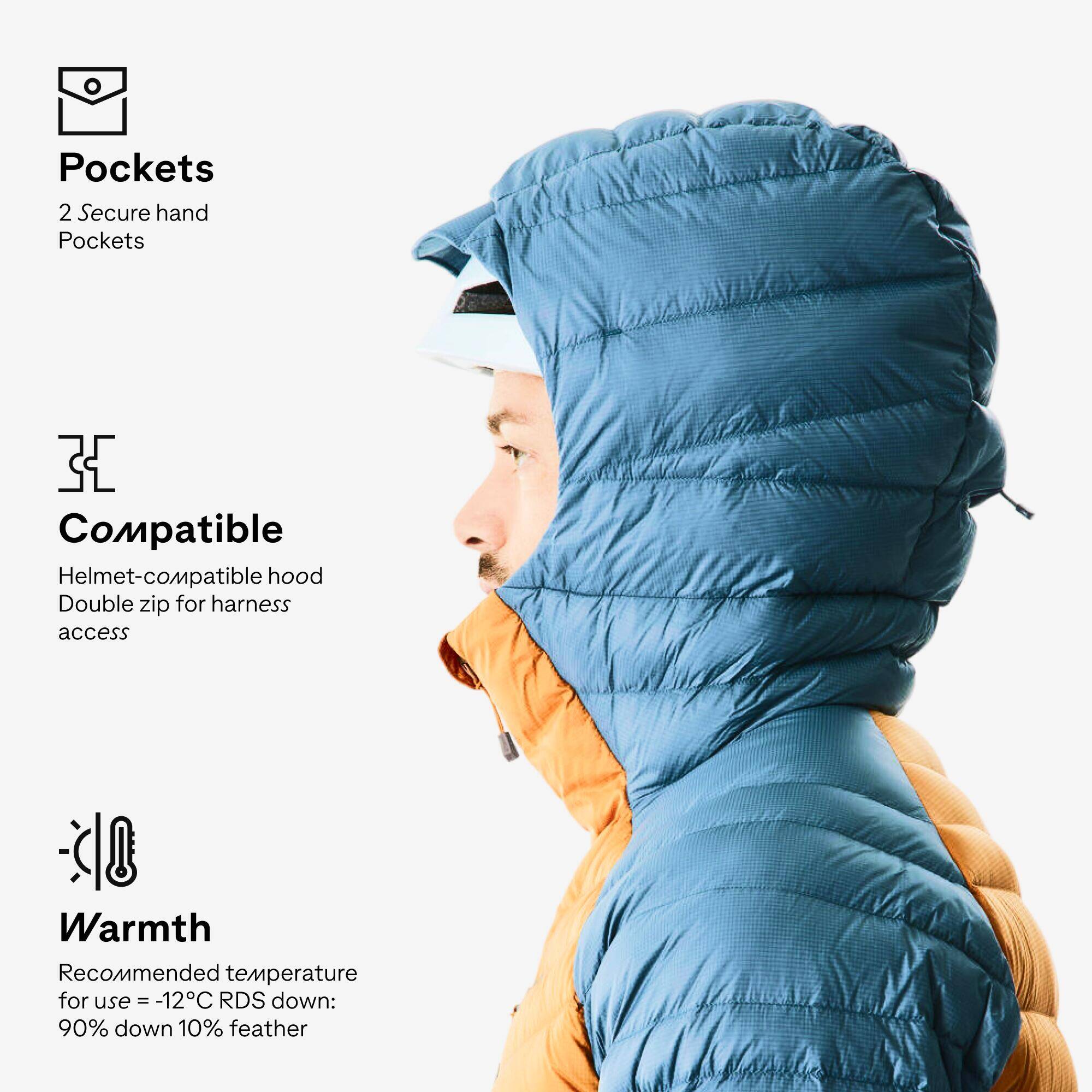 Men’s mountaineering down jacket Ochre - Grey -  5