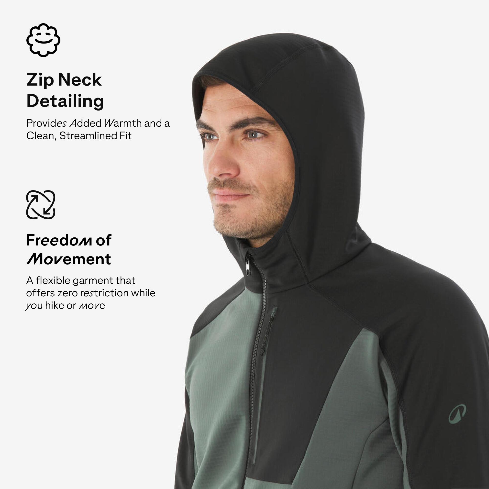 Men’s mountain hiking fleece jacket, MH500 Full Zip - Black