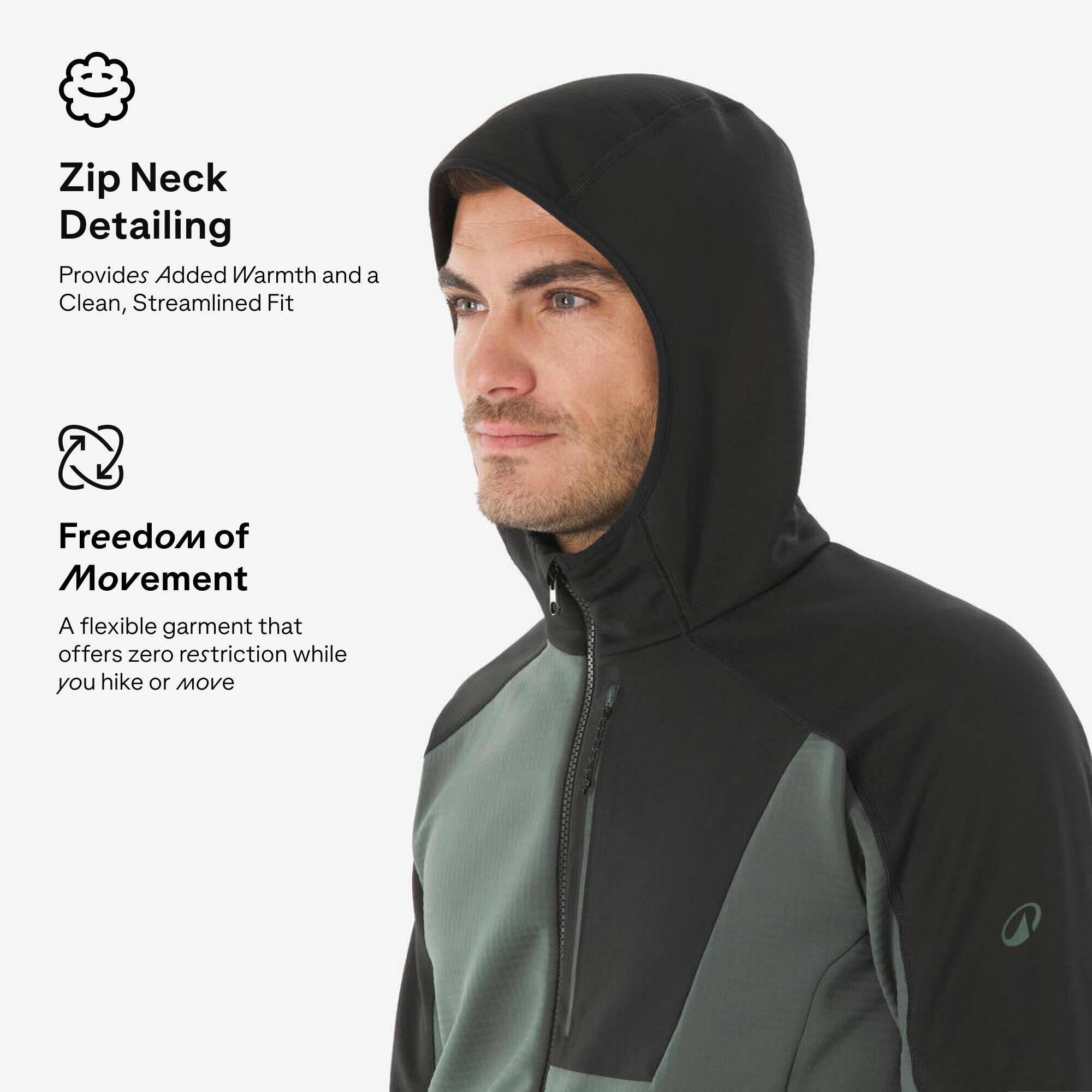 Men’s mountain hiking fleece jacket, MH500 Full Zip - Black -  3