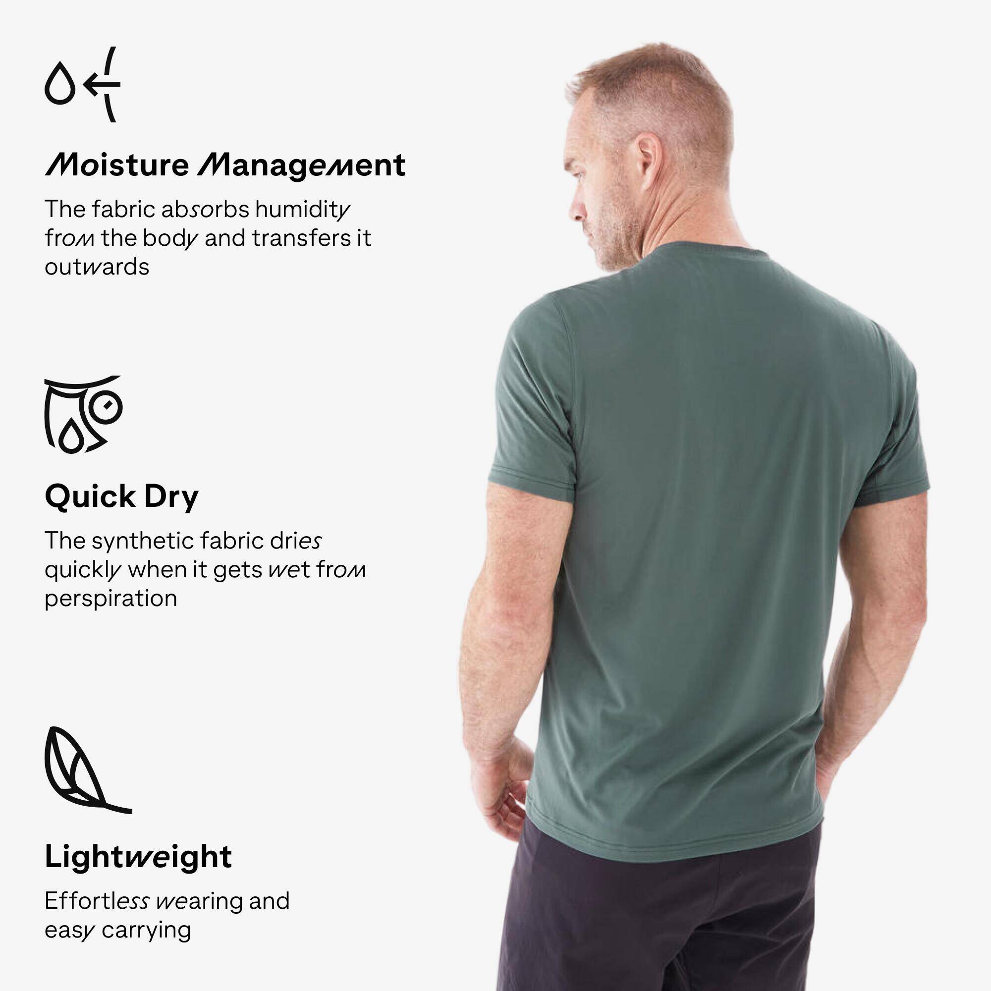 Men's synthetic short-sleeved hiking T-shirt - MH100  -  4