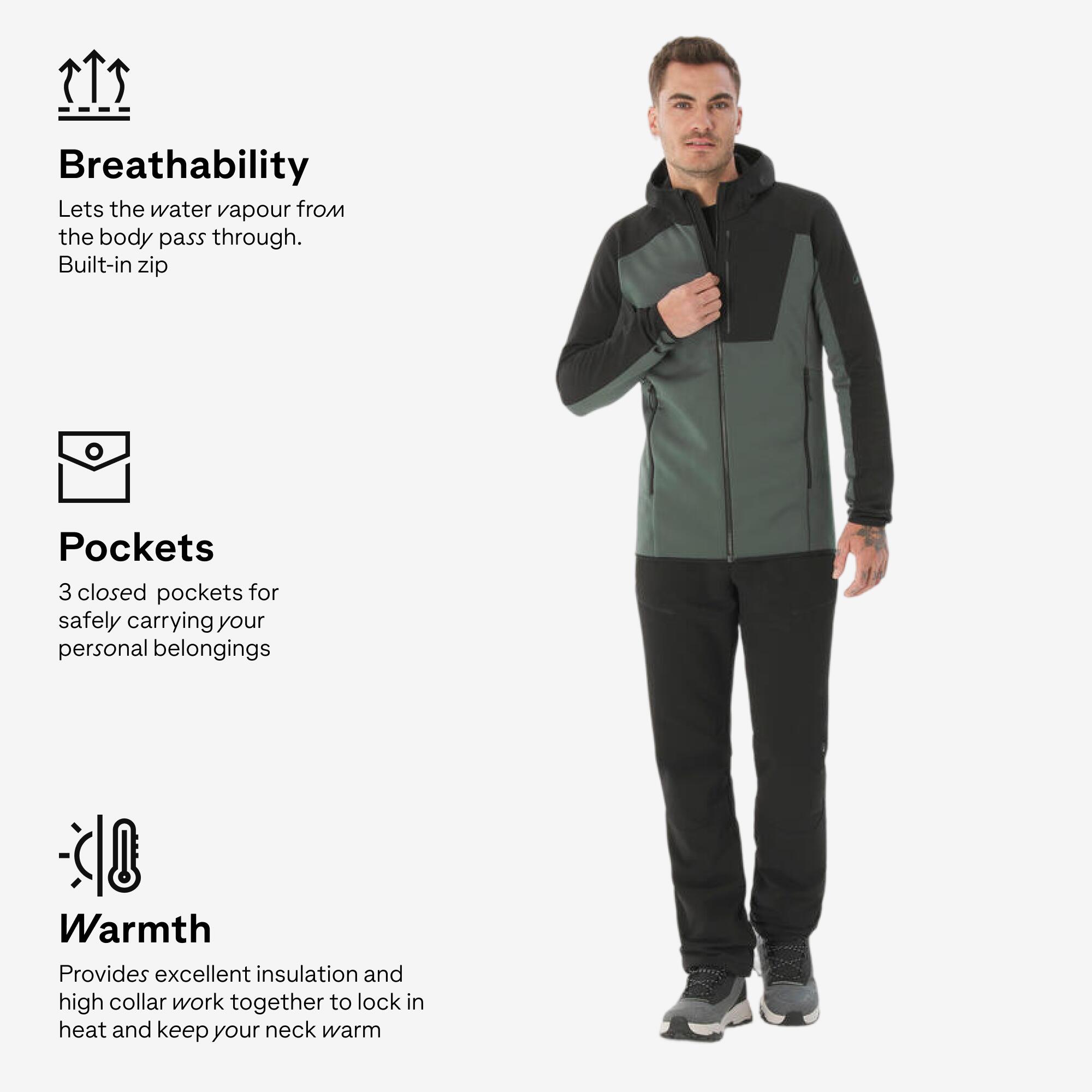 Men’s mountain hiking fleece jacket, MH500 Full Zip - Black