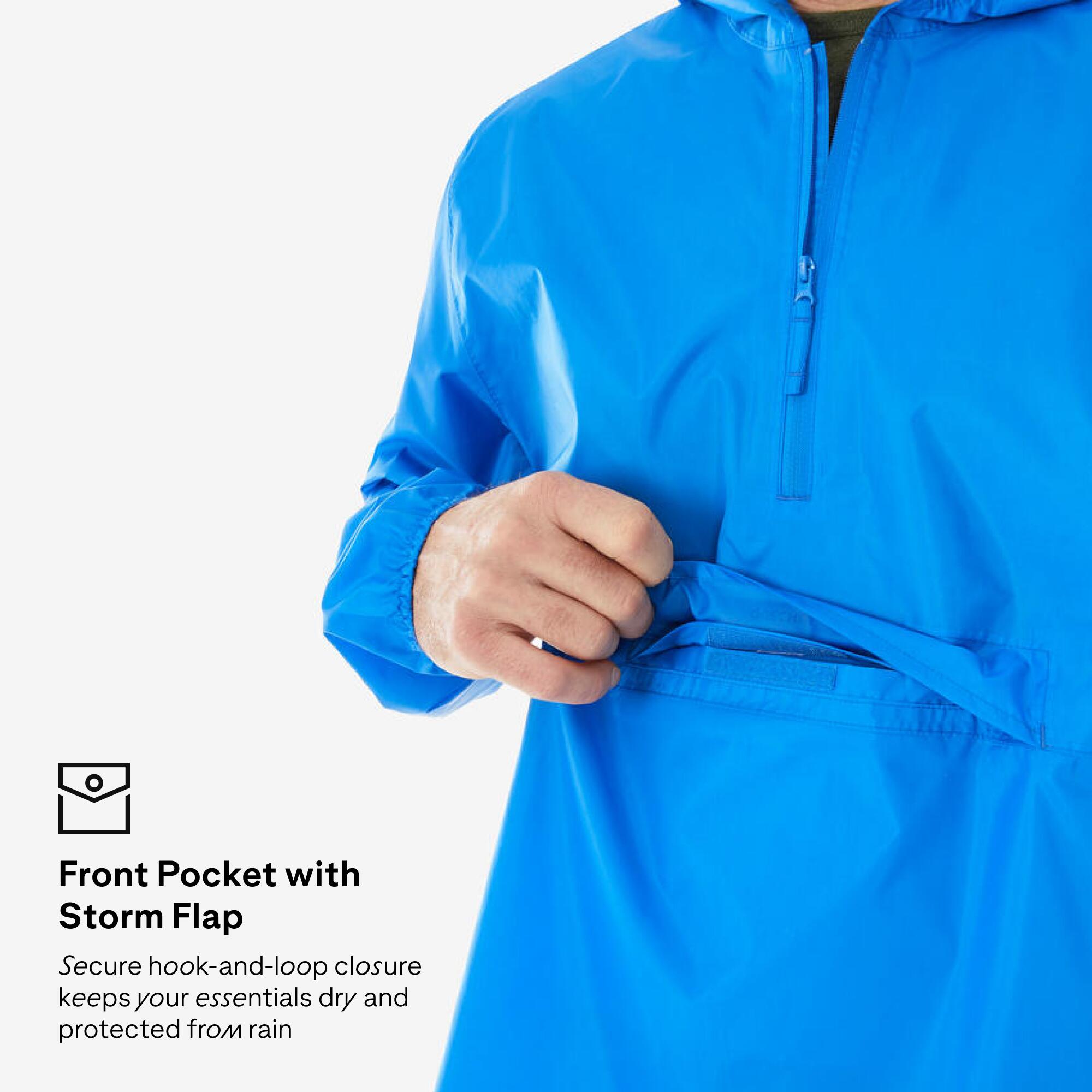Men Half Zip Compact Rain Jacket with Pouch - Blue