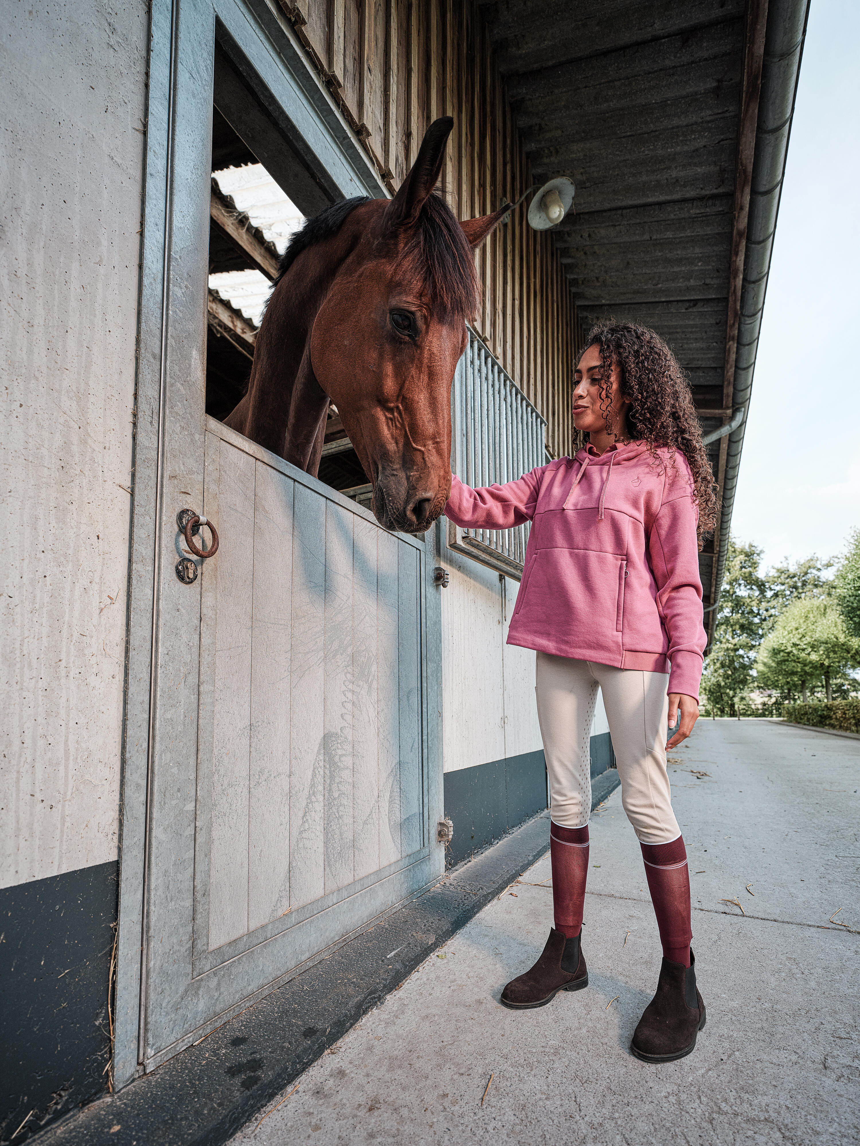 Sweatshirt com capuz de equitação Mulher -  Rosa LITCHI 11/11
